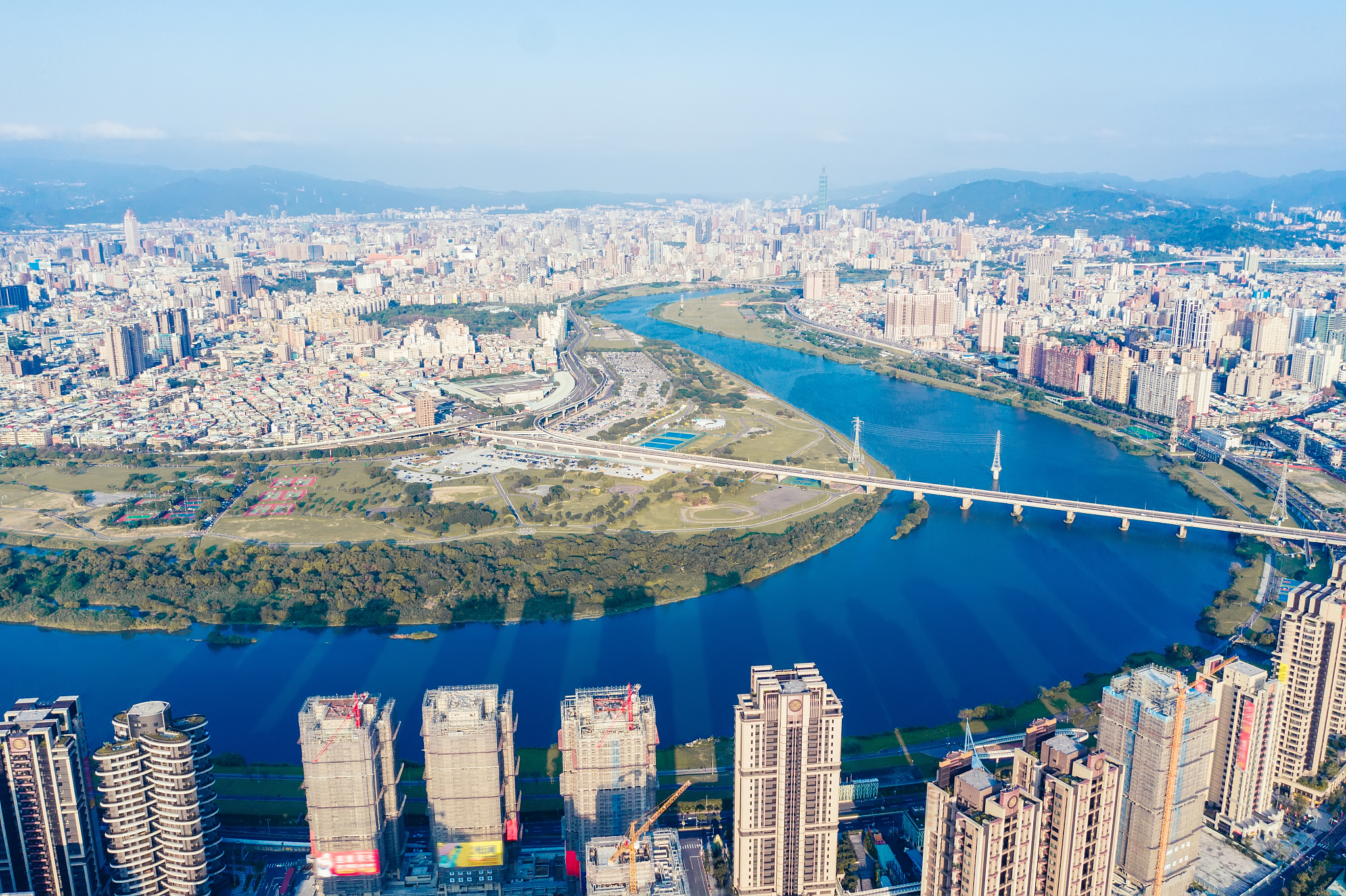 taipei city aerial view - asia business concept image, panoramic