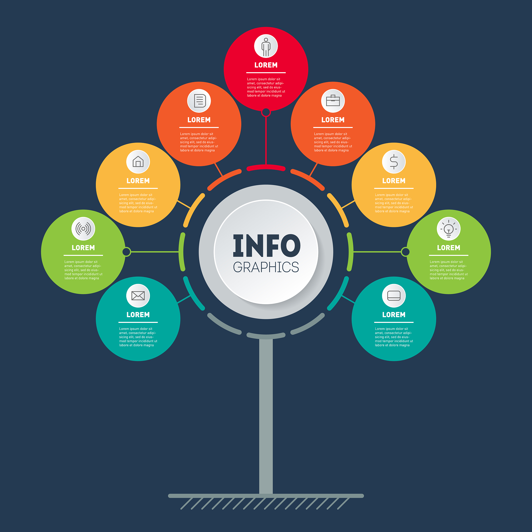 business presentation or infographics concept with 9 options. tr