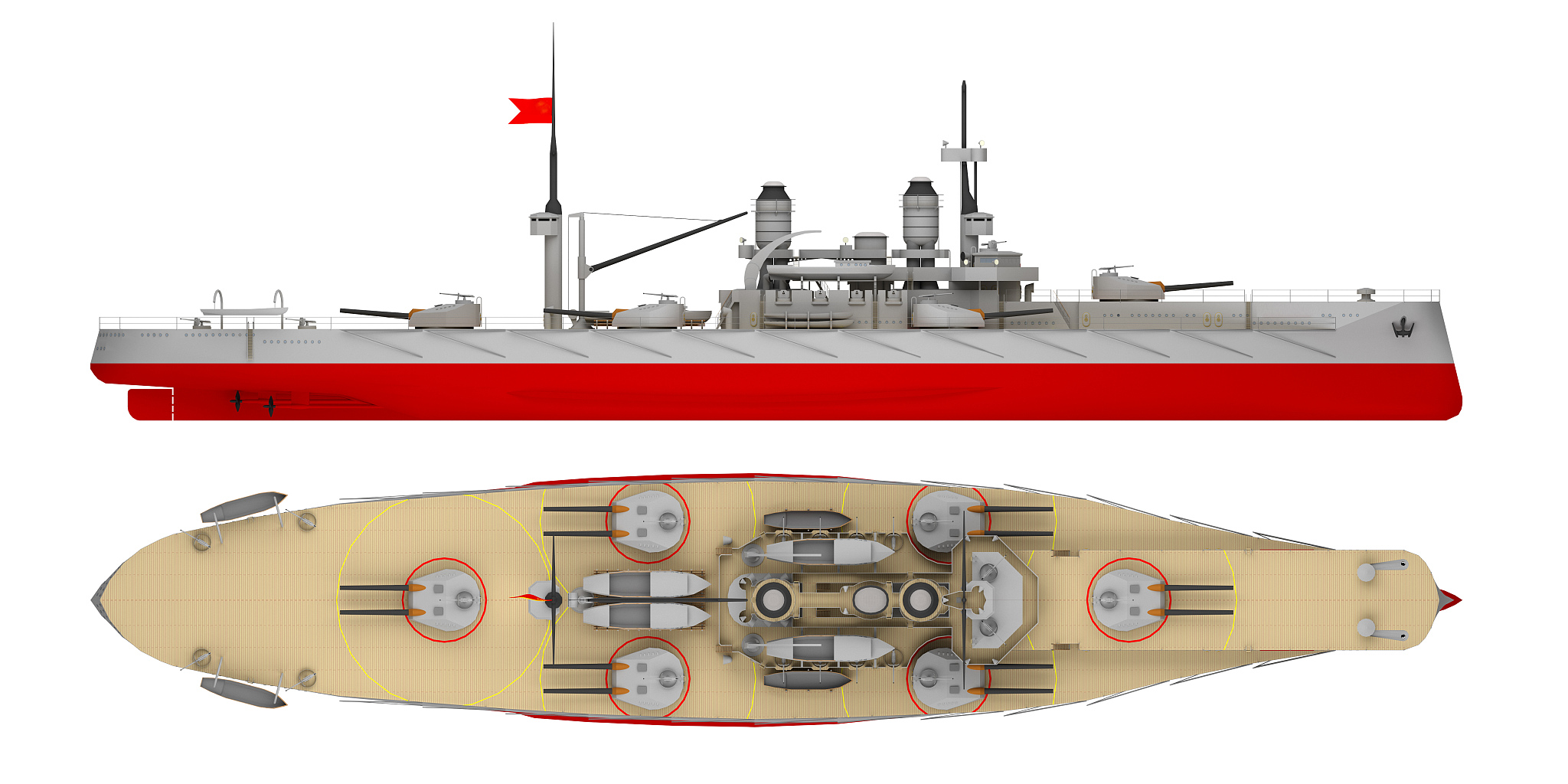 warship isolated on white