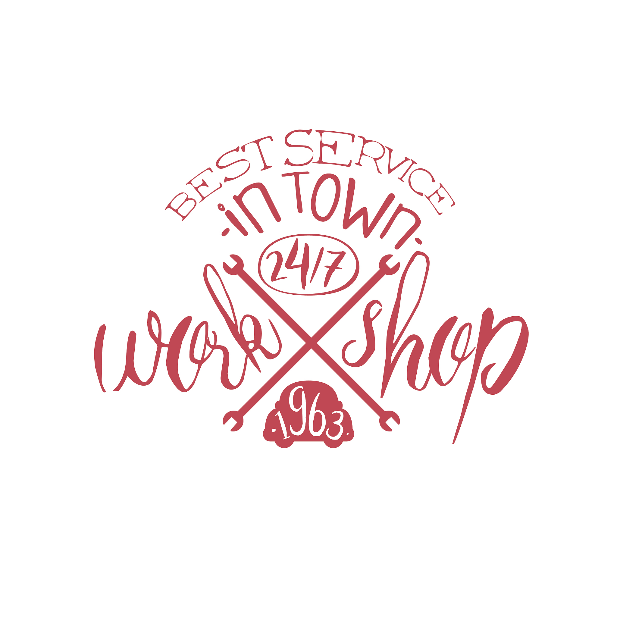 best workshop red vintage stamp