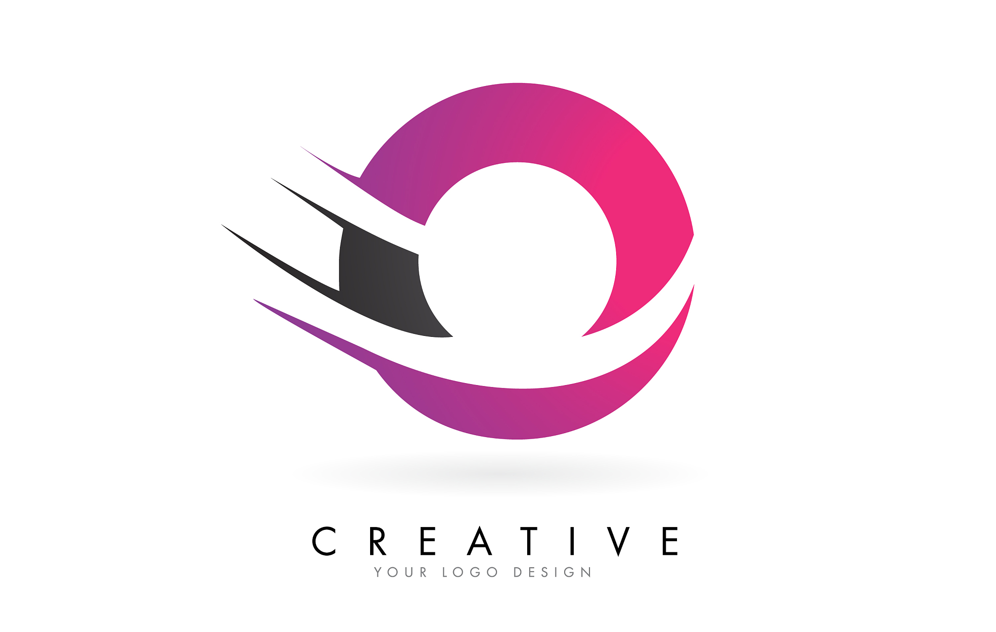 o letter logo with pink and grey colorblock