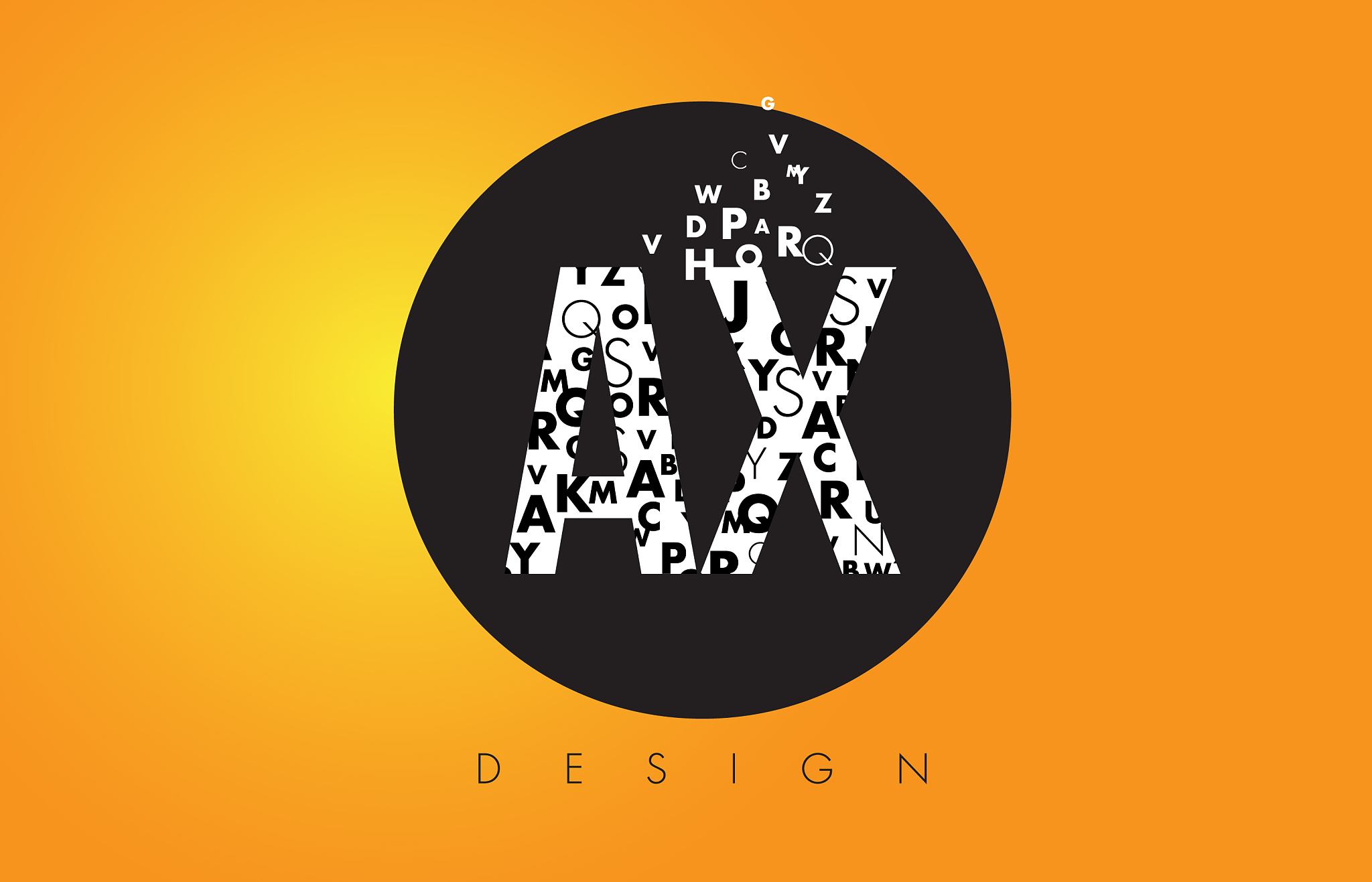 ax a x logo made of small letters with black
