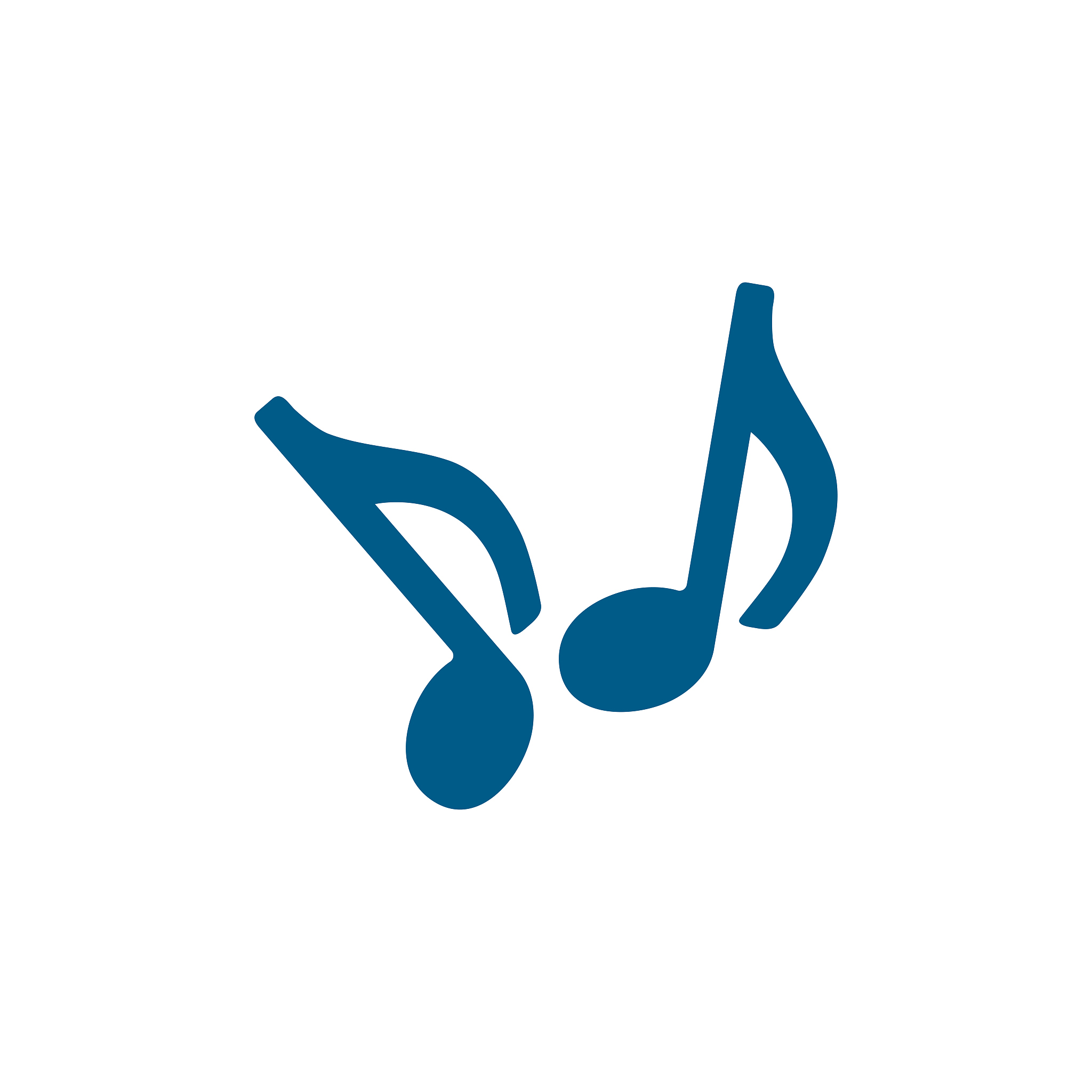 music note blue icon on white background. blue flat style vector