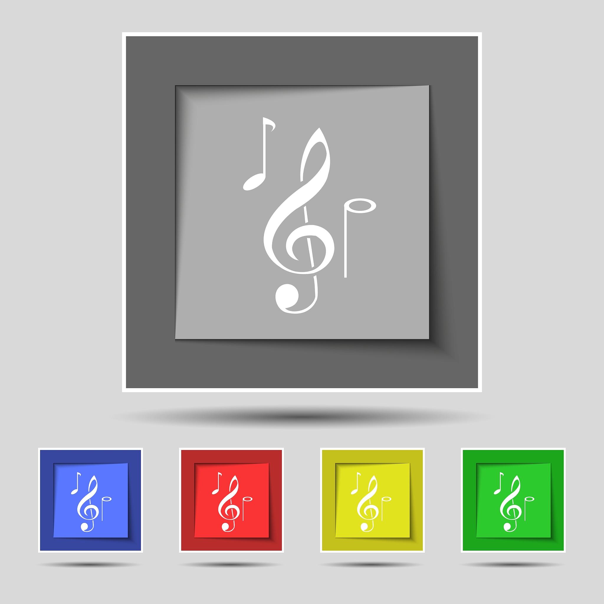 musical notes icon sign on original five colored