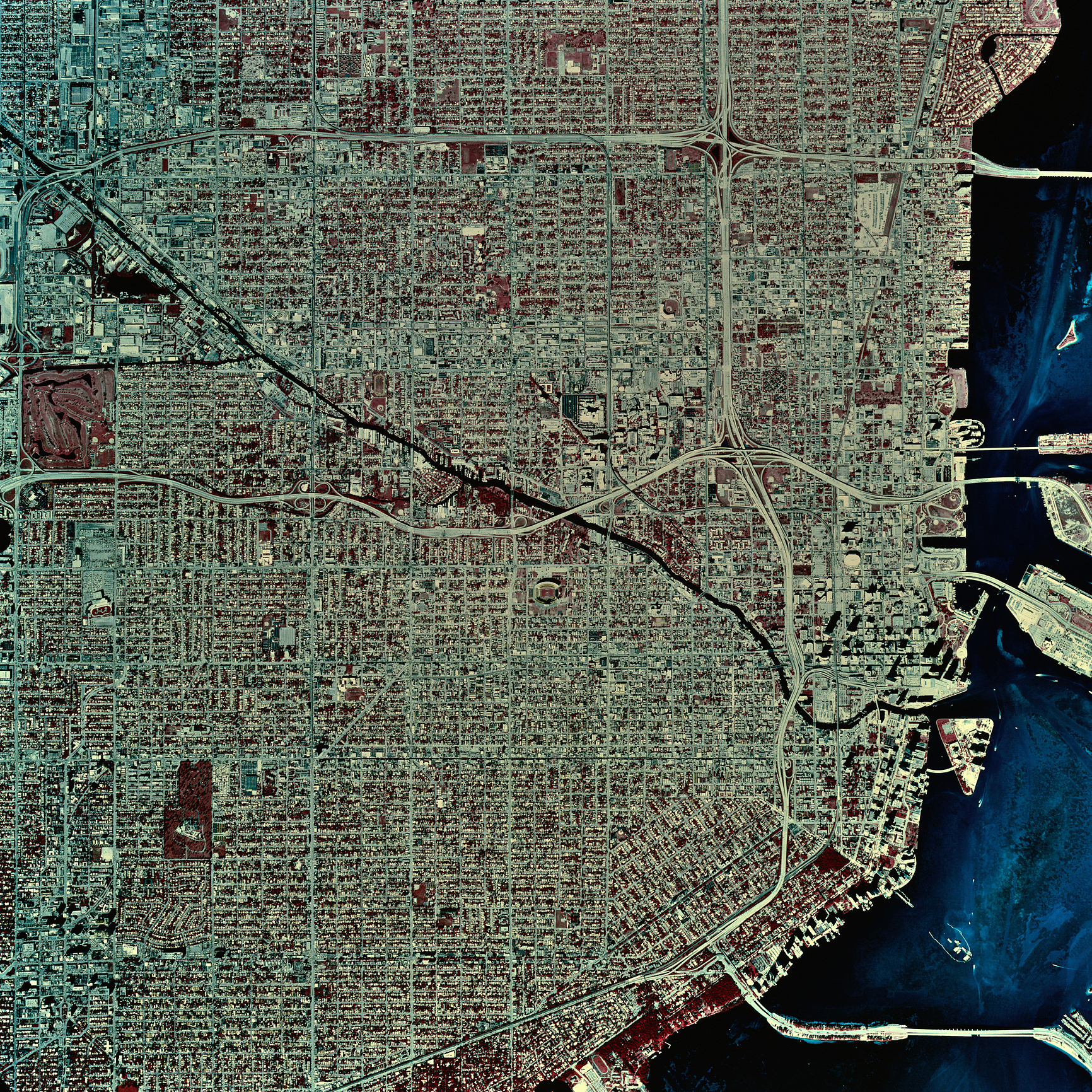usa, florida, miami, satellite image