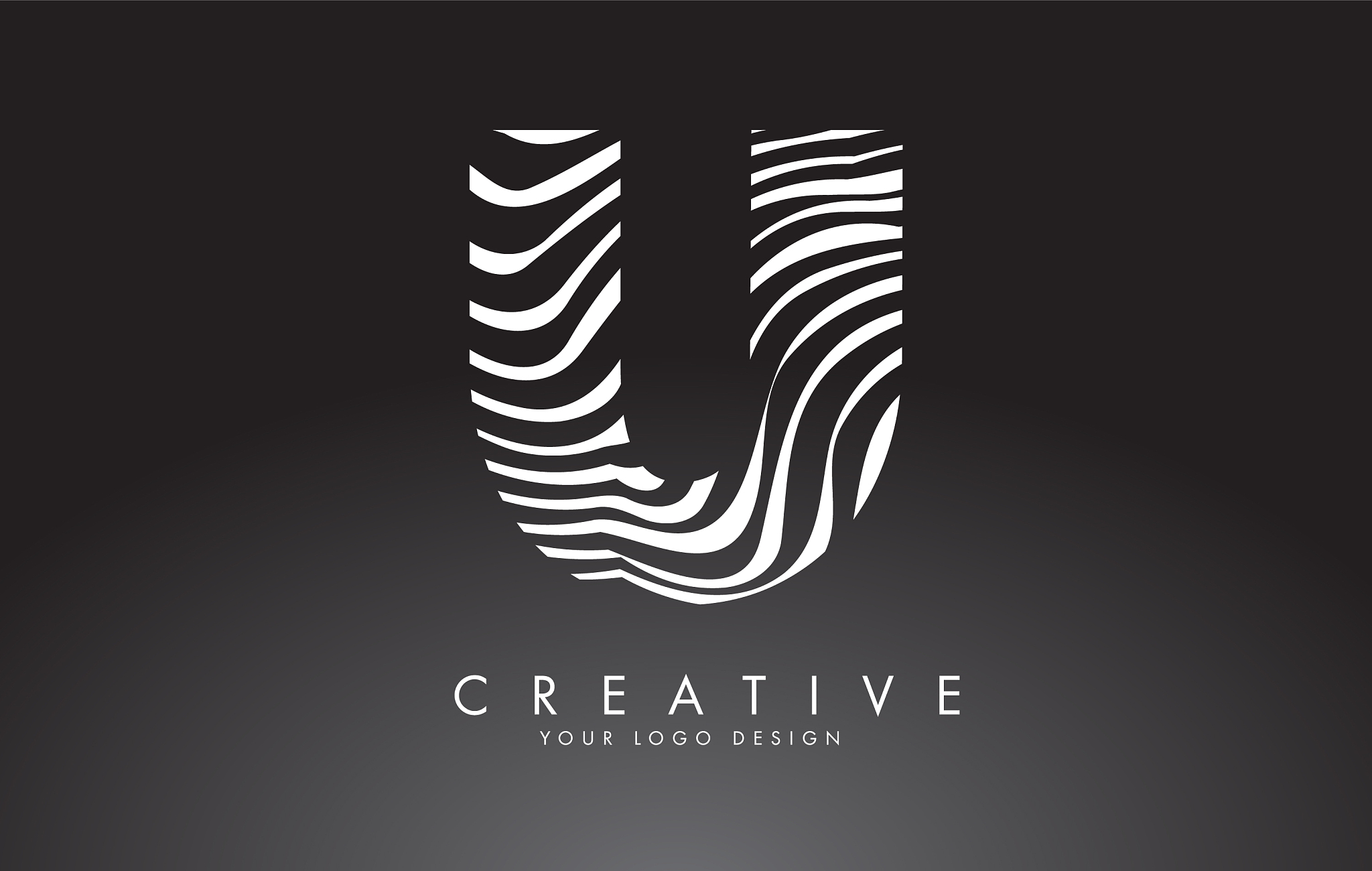 u letter logo design with fingerprint black and