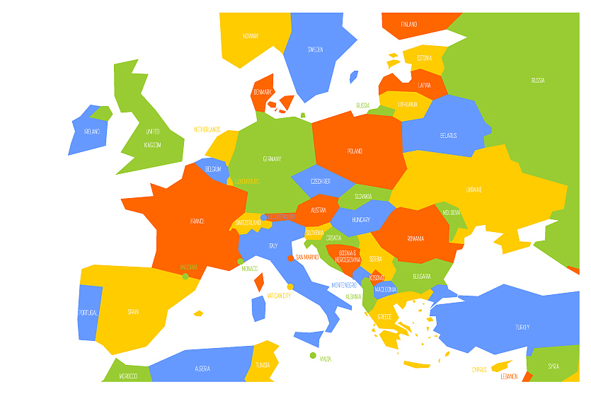 political map of central and southern europe