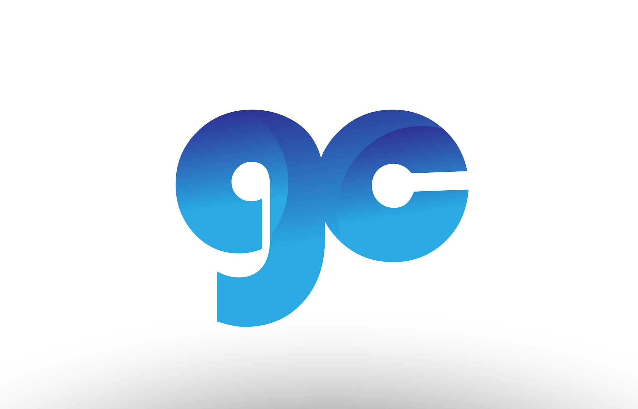 blue gradient gc g c alphabet letter logo