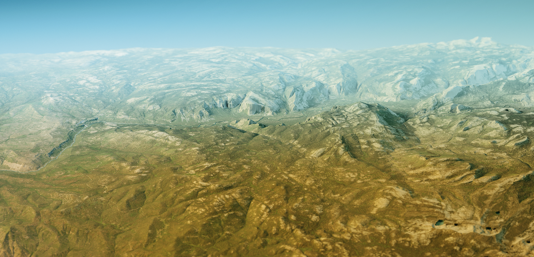 yosemite valley 3d render topographic map horizon