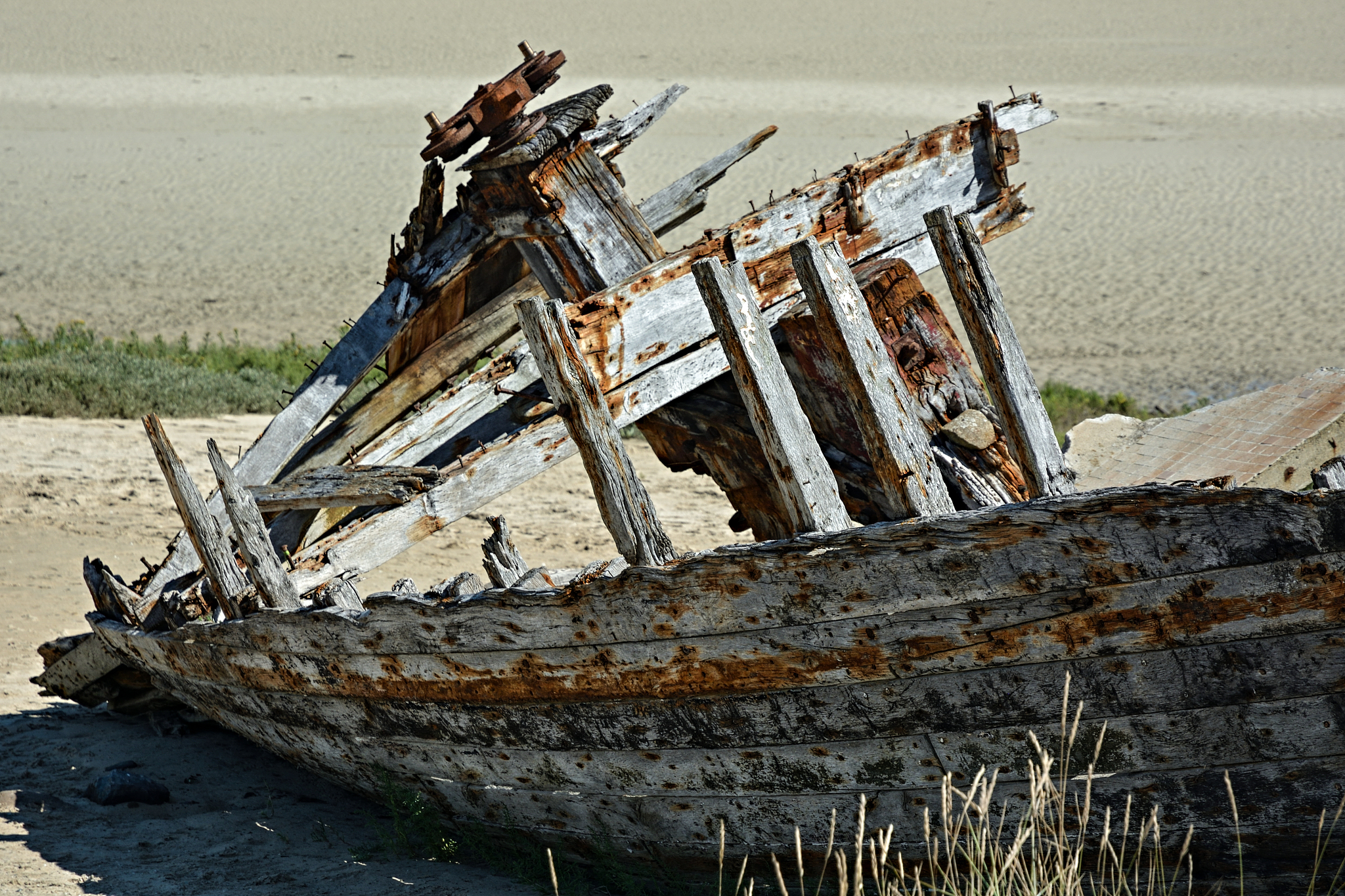 old rusty wooden shipwreck