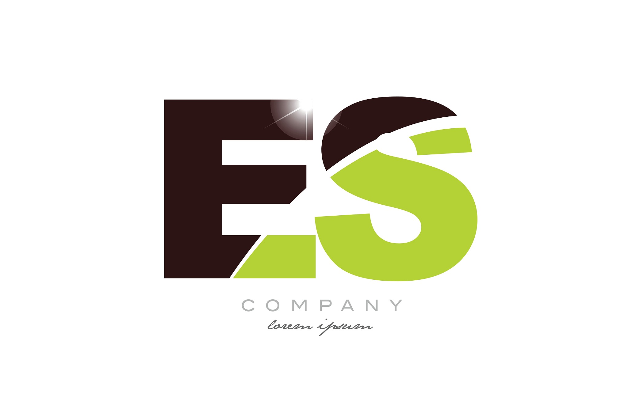 letter es e s alphabet combination in green and brown color for