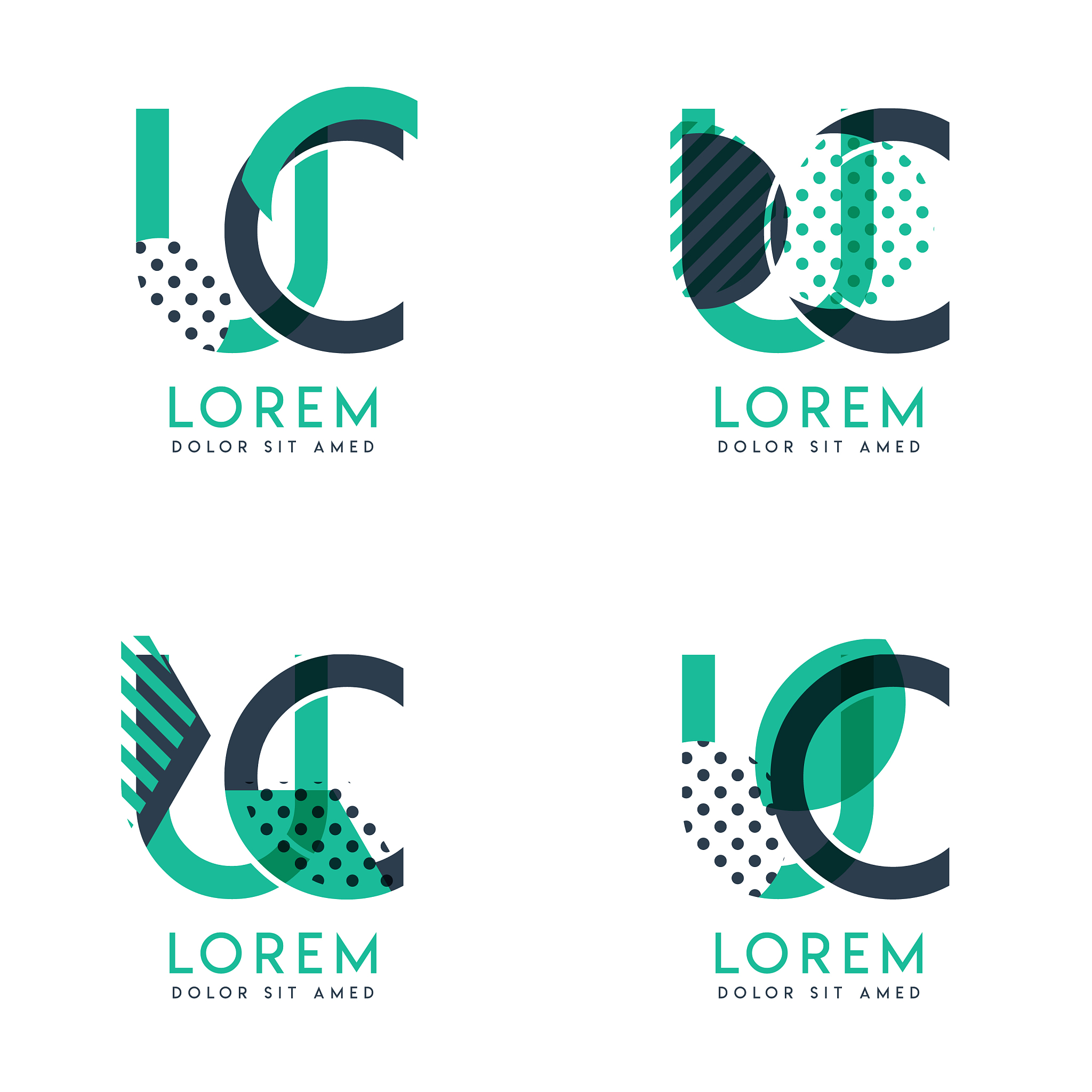 four abstract cu logo posts set with dot and