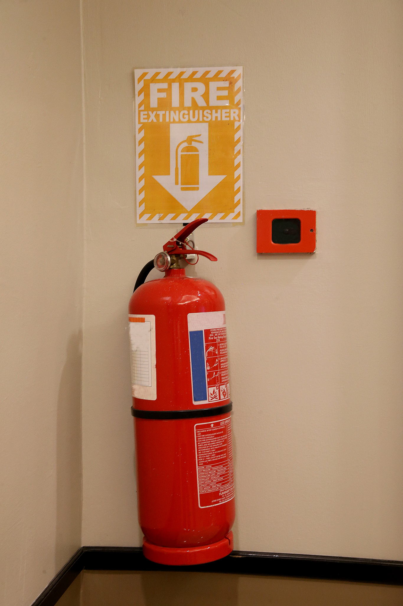 fire extinguisher and break glass unit