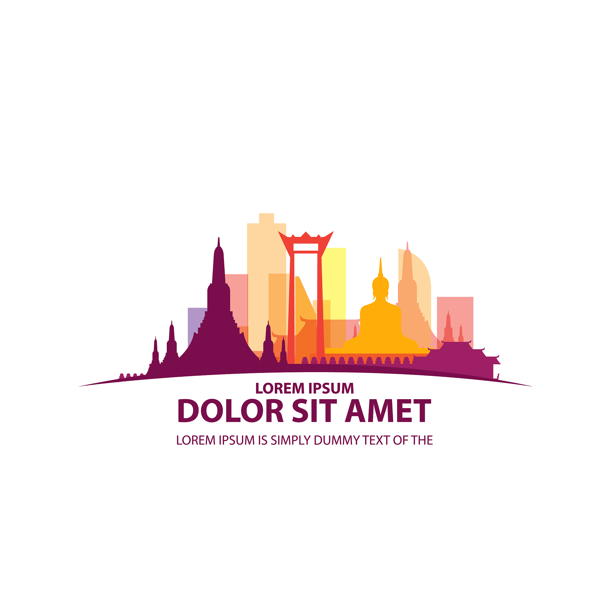 thailand vector skyline city silhouettes vector illustration