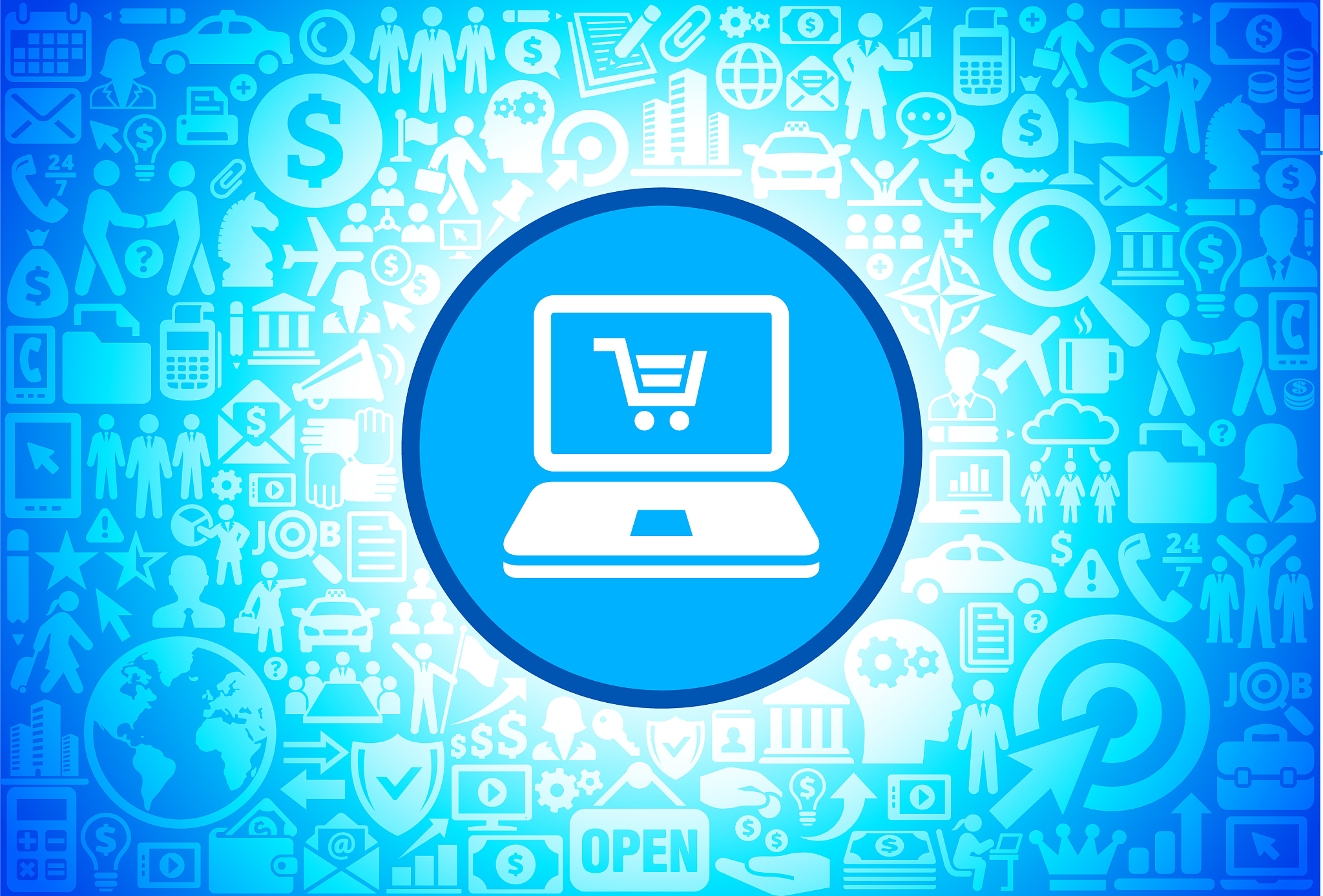 online shopping icon on business and finance vector background