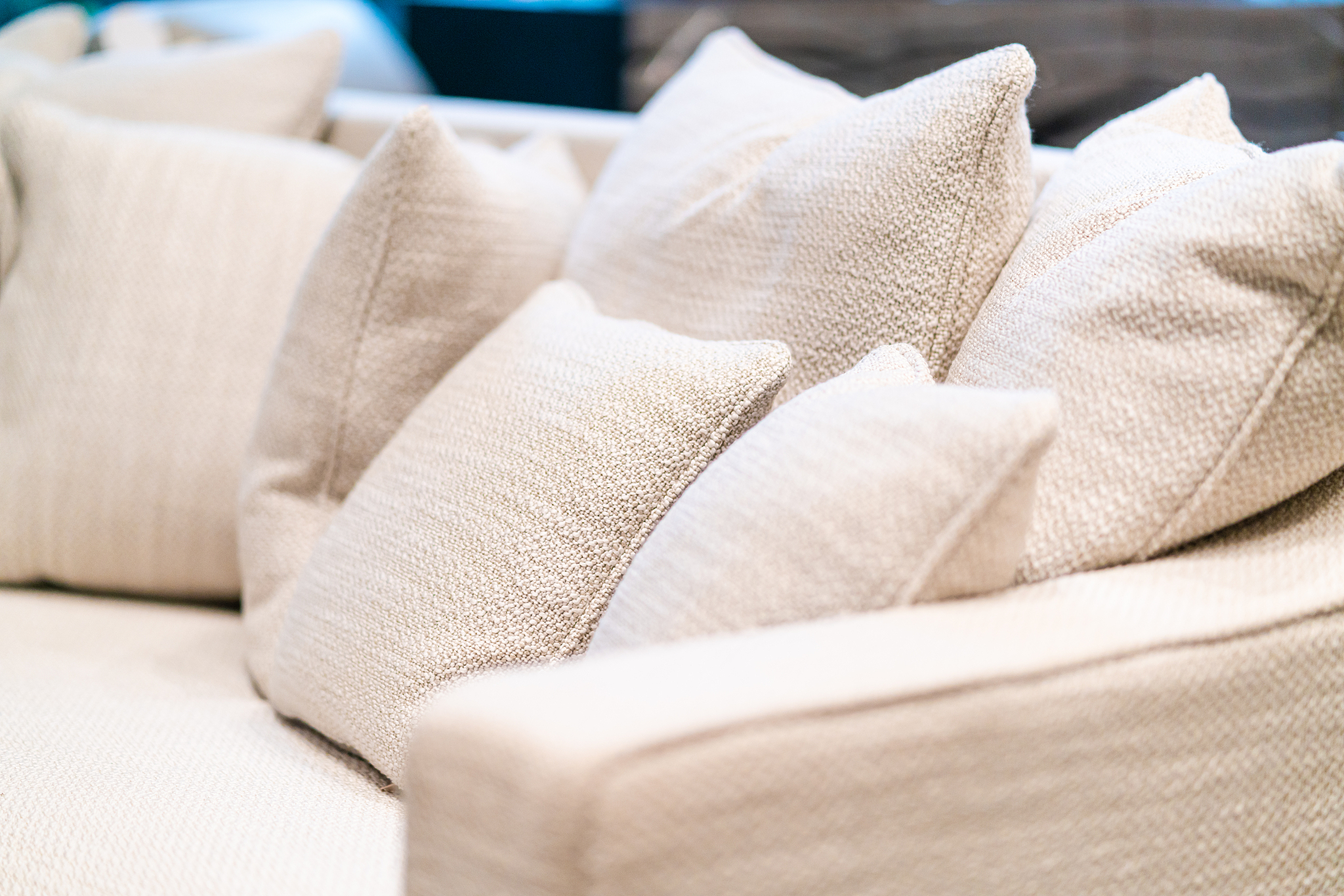 close up of soft fabric pillow decoration on beautiful sofa in l