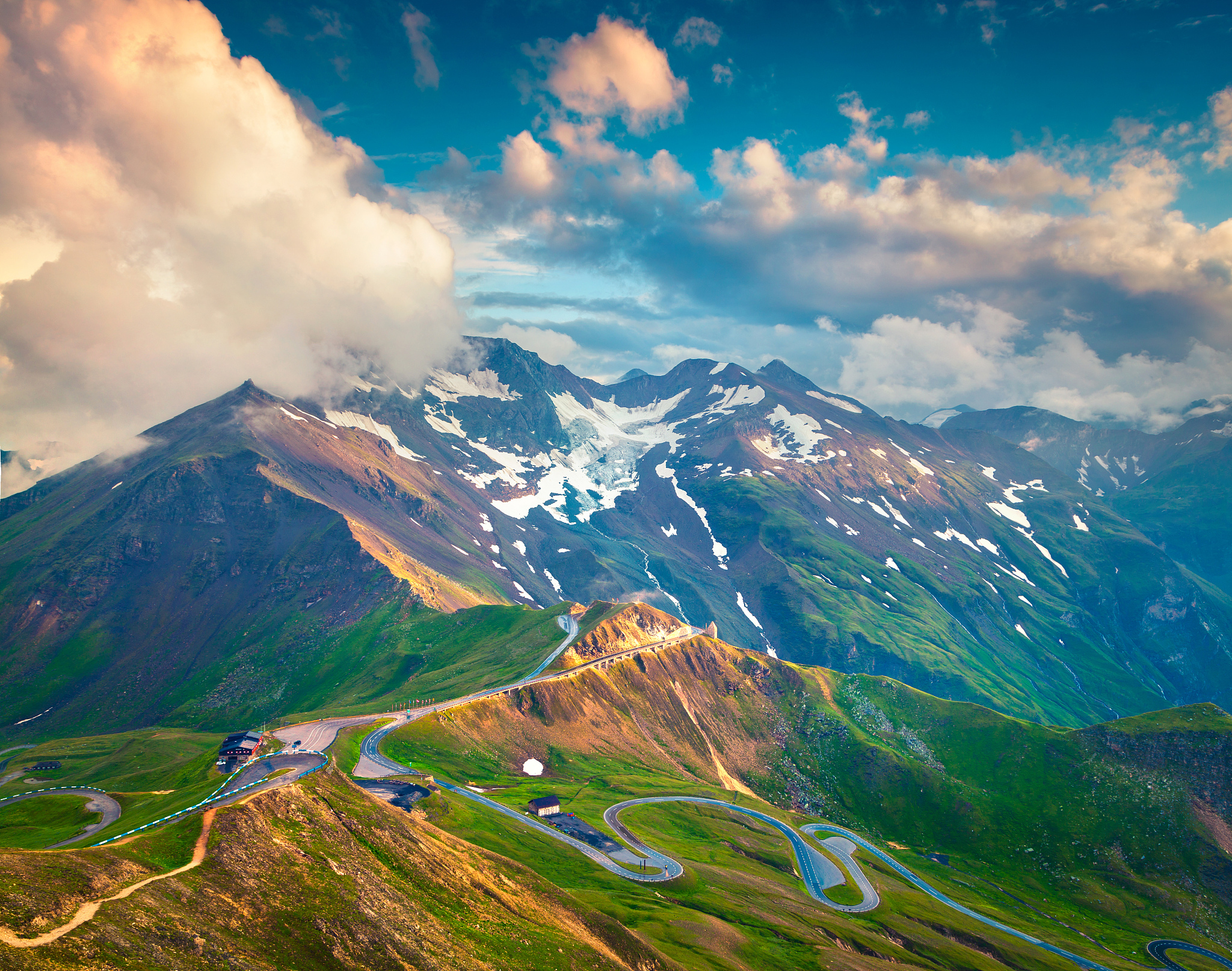 view from a bird's eye of grossglockner high alpine road.