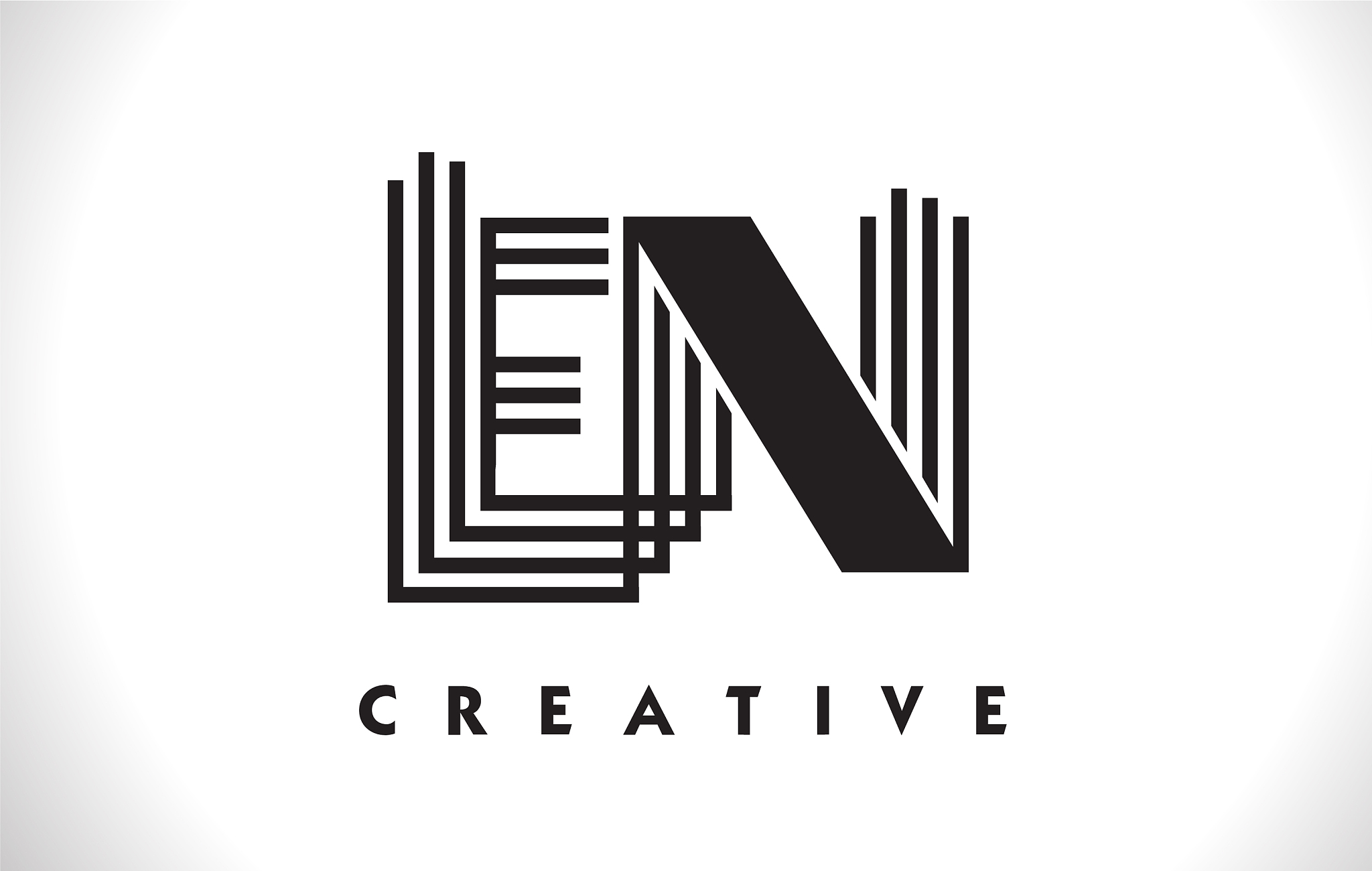 en logo letter with black lines design line letter