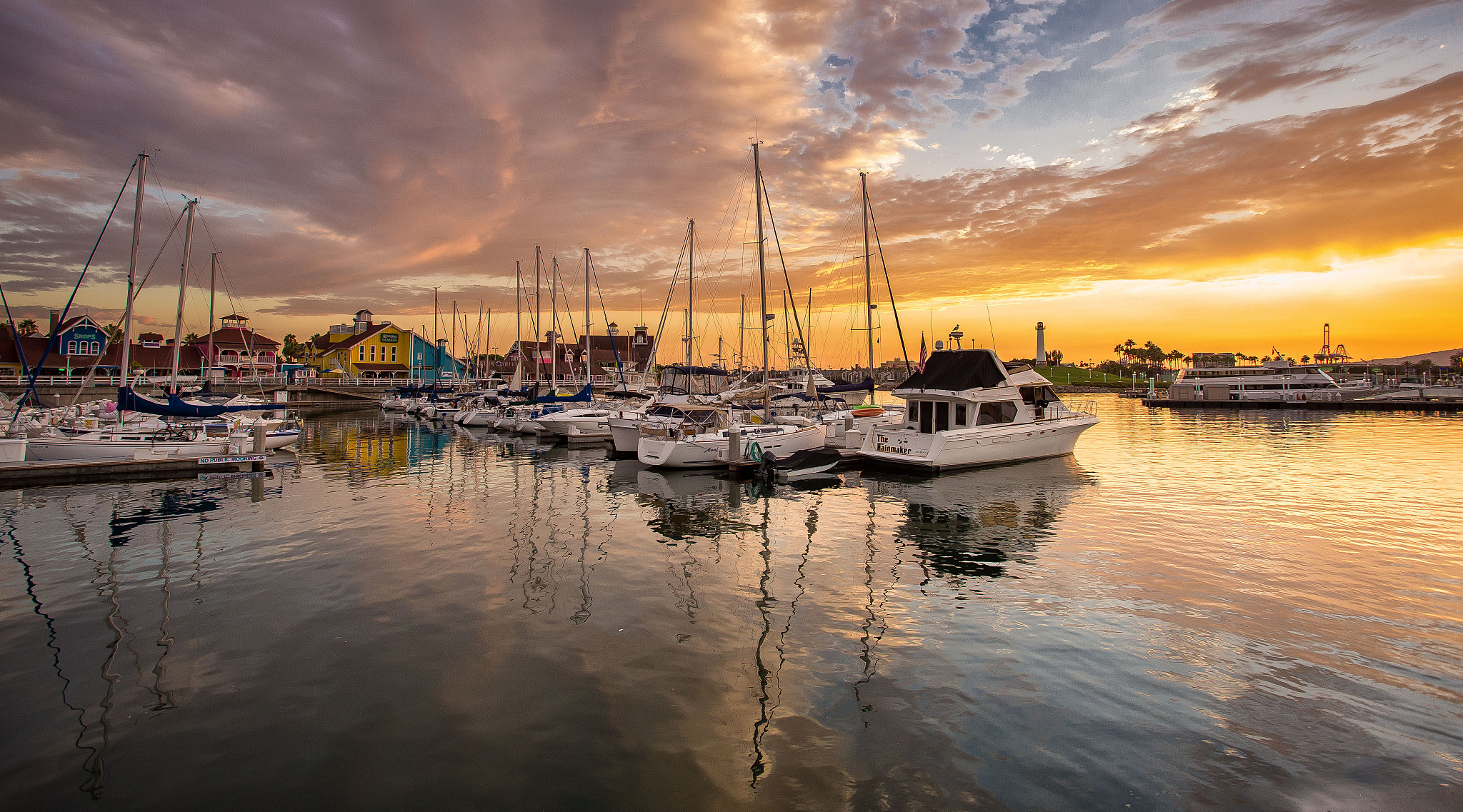 sunset at long beach marina