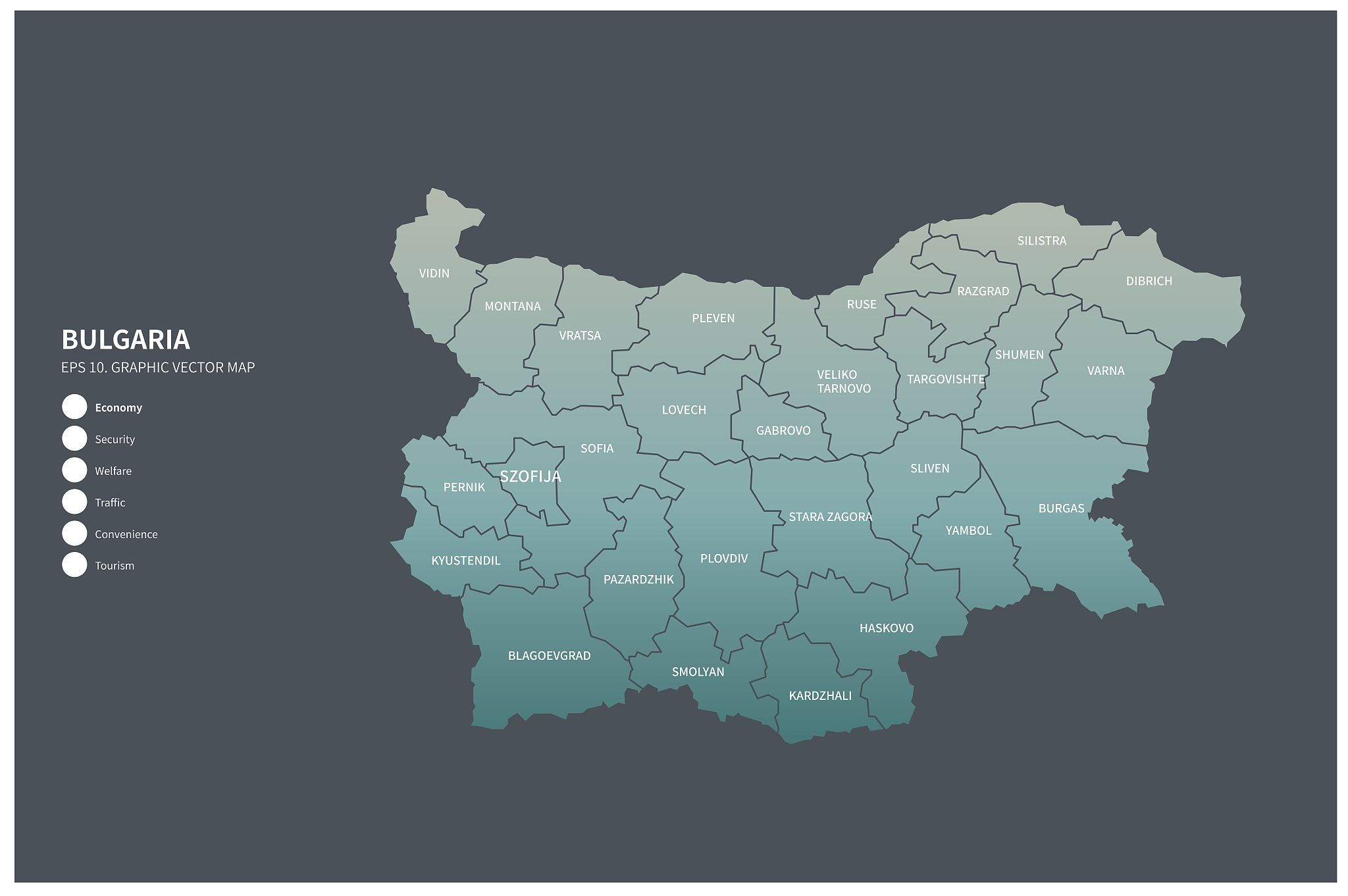 bulgaria map. vector map of bulgaria in balkans country