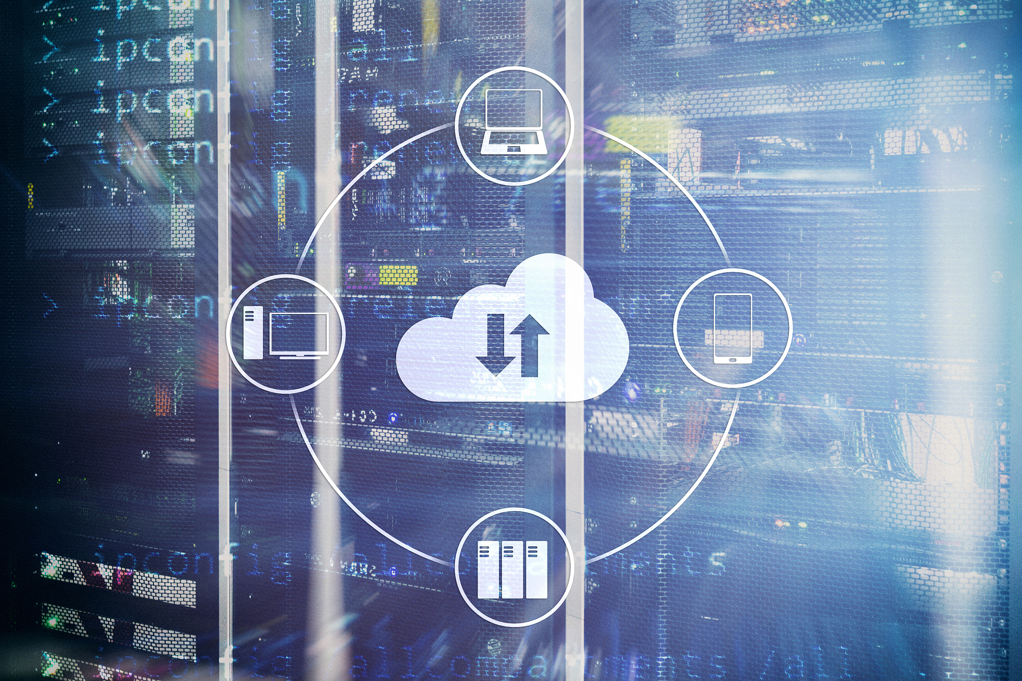cloud server and computing, data storage and processing. interne
