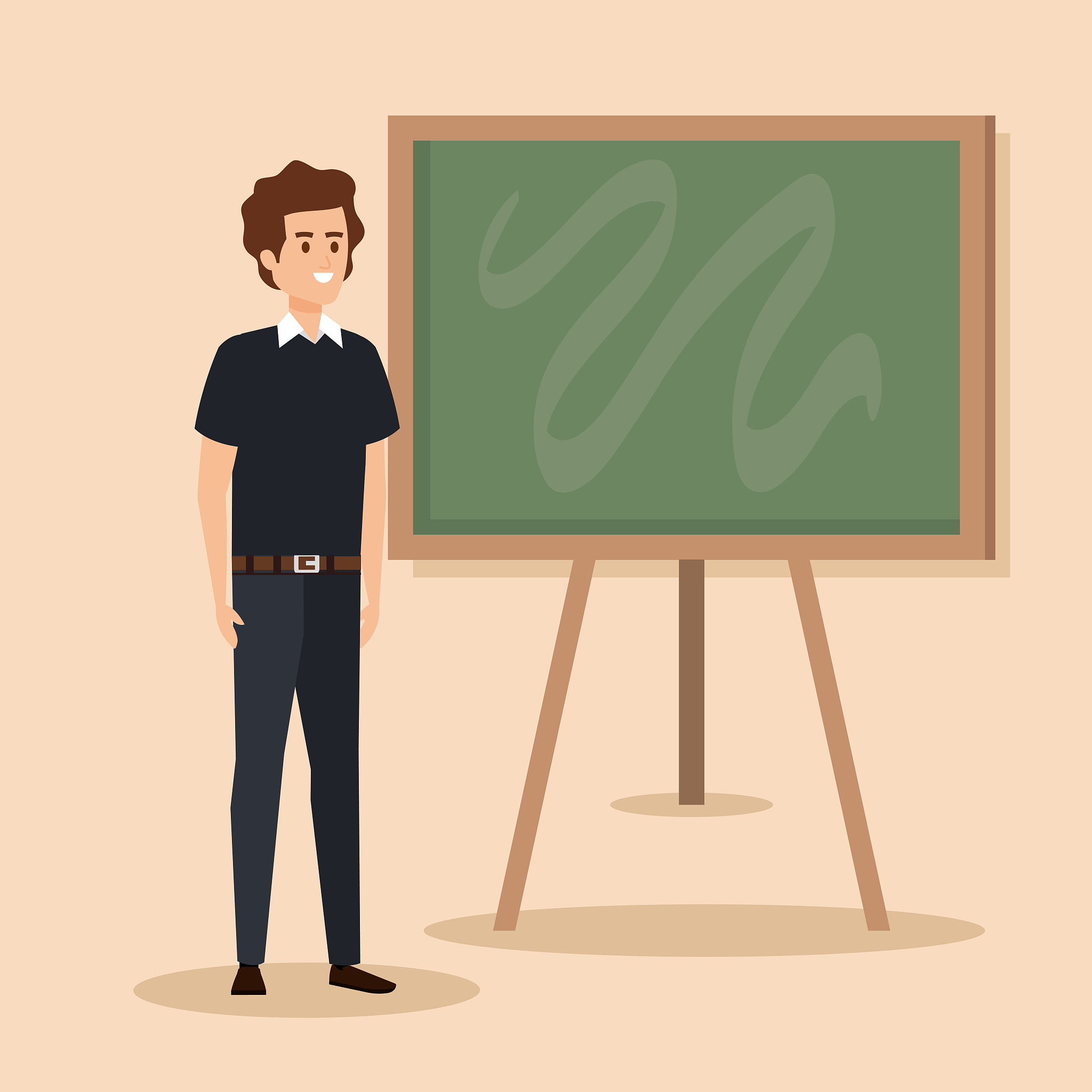 man teacher with hairstyle and clothes design