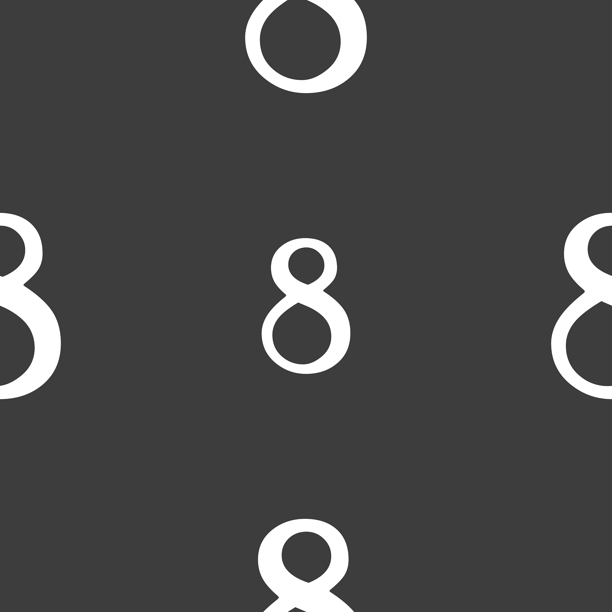 number eight icon sign seamless pattern on a gray