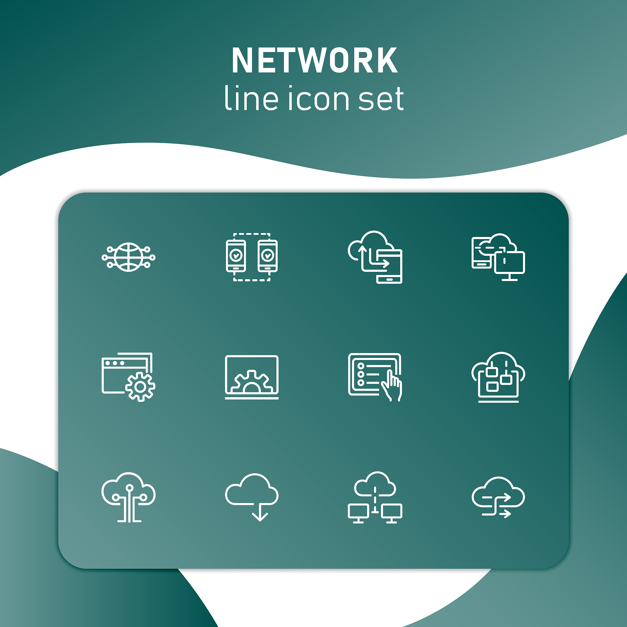 network line icon set