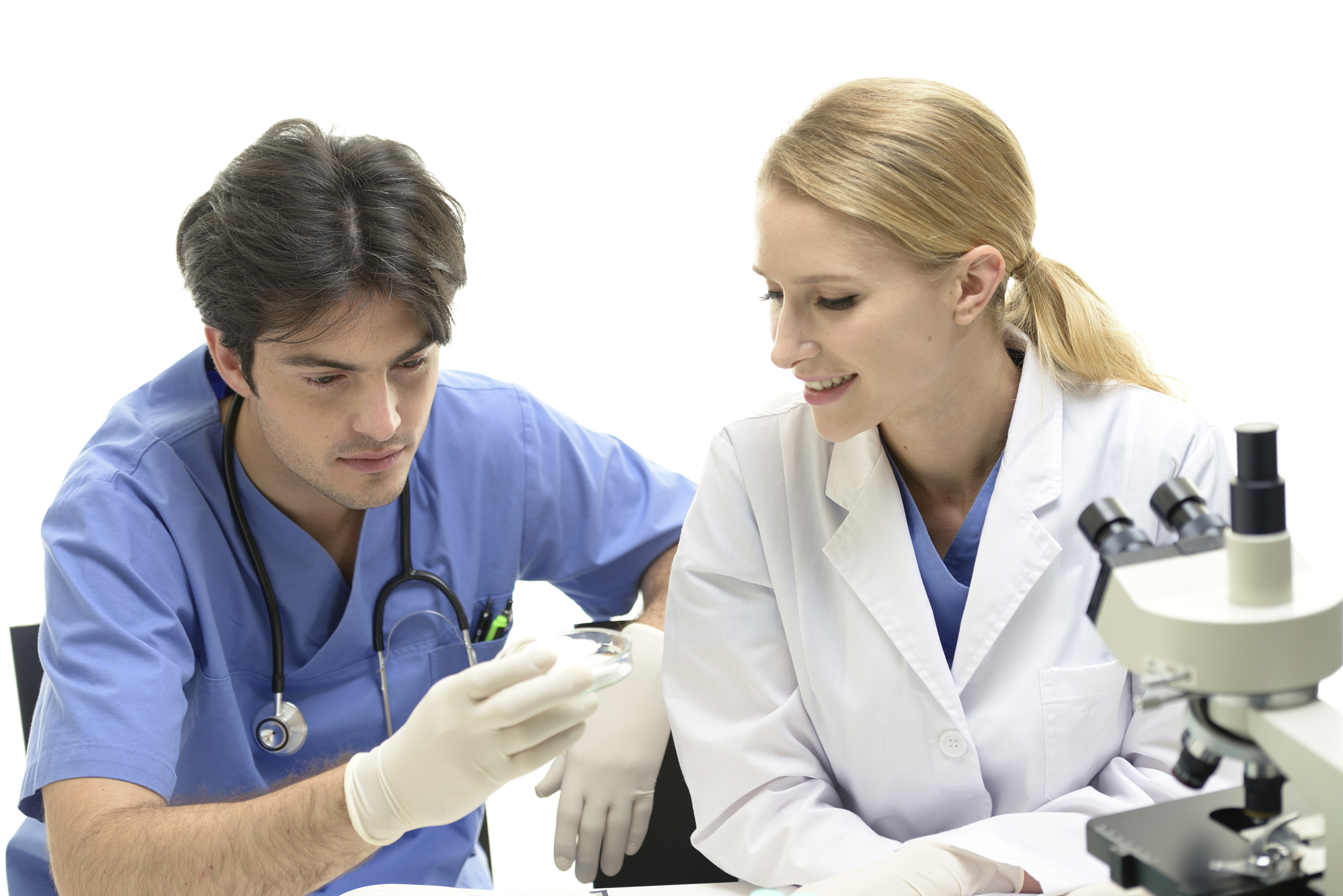 medical doctors examining sample