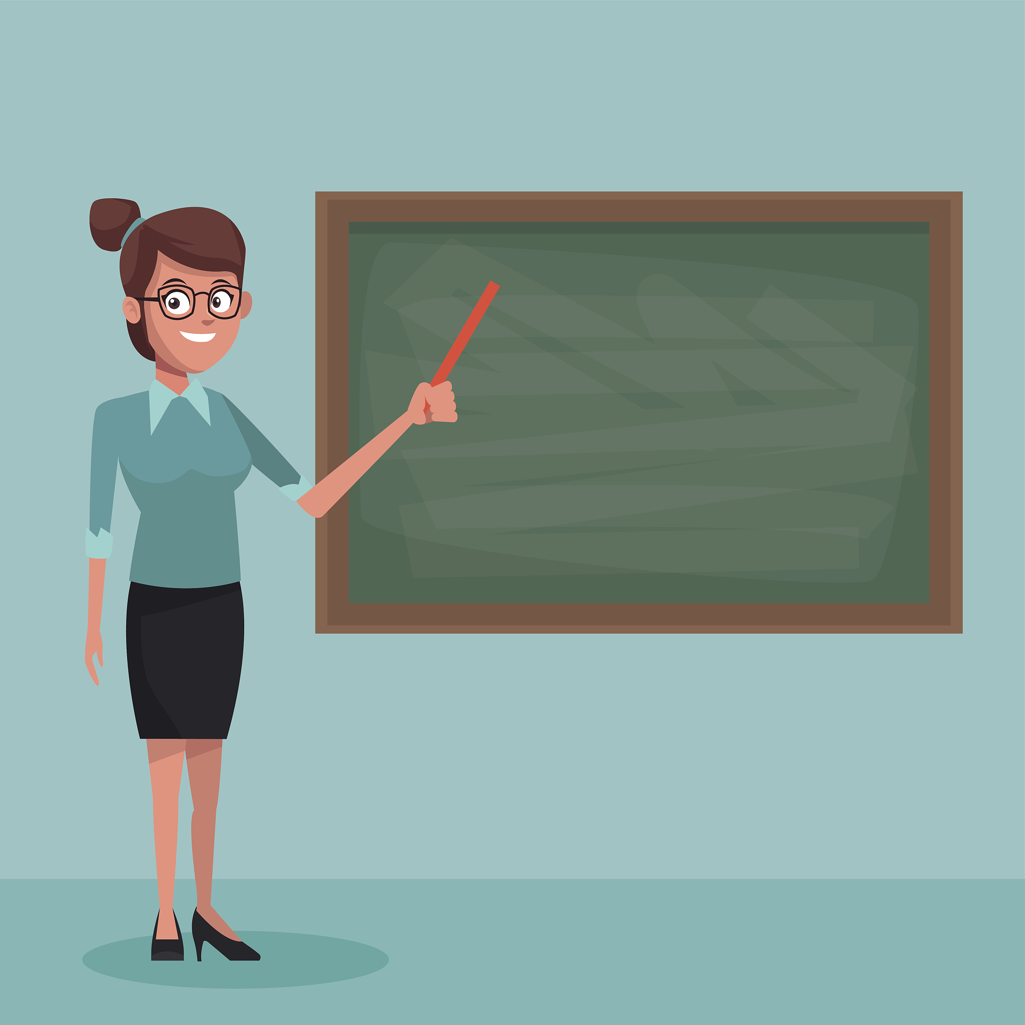 teacher with blackboard