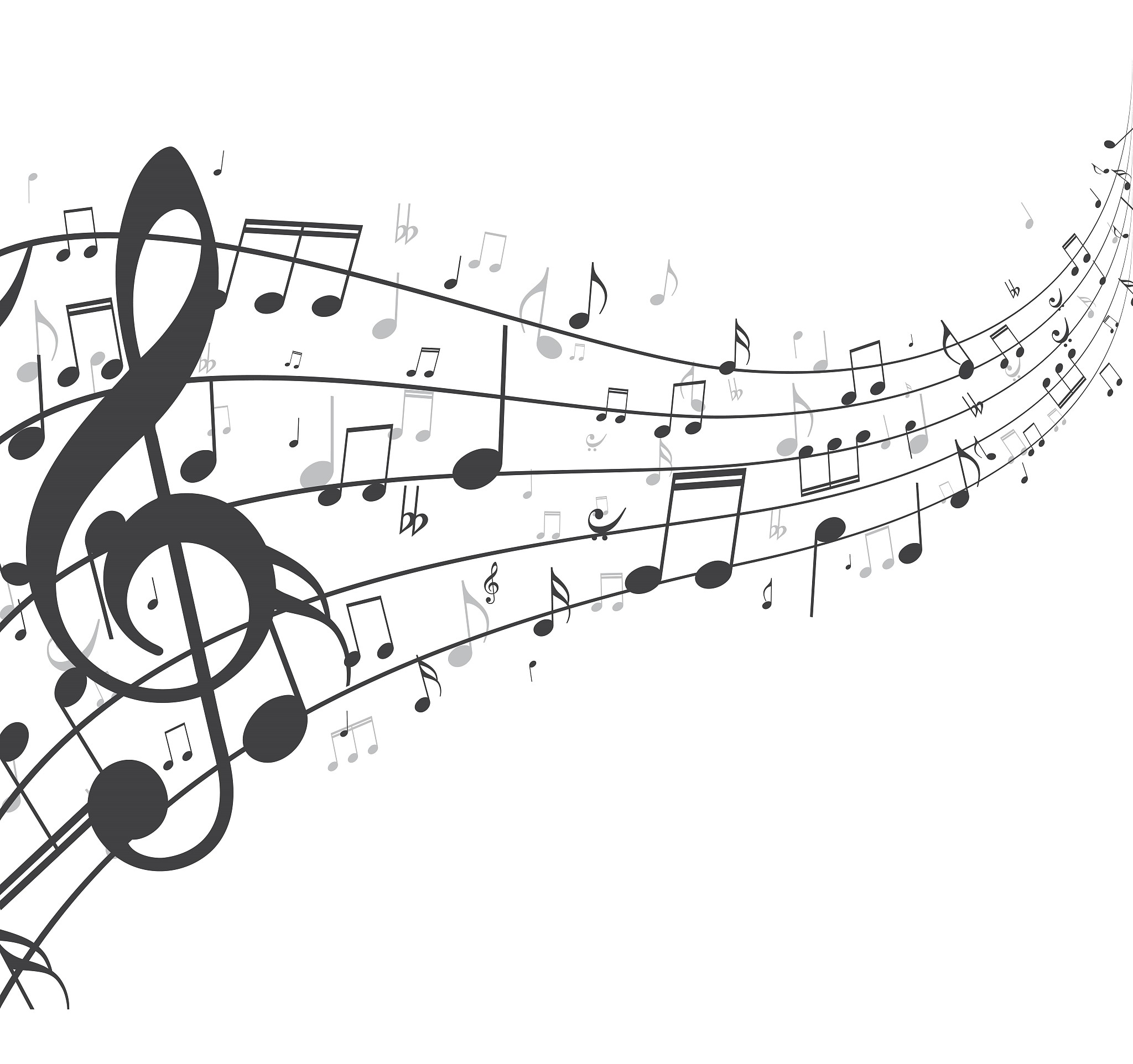 colorful music notes background isolated on white