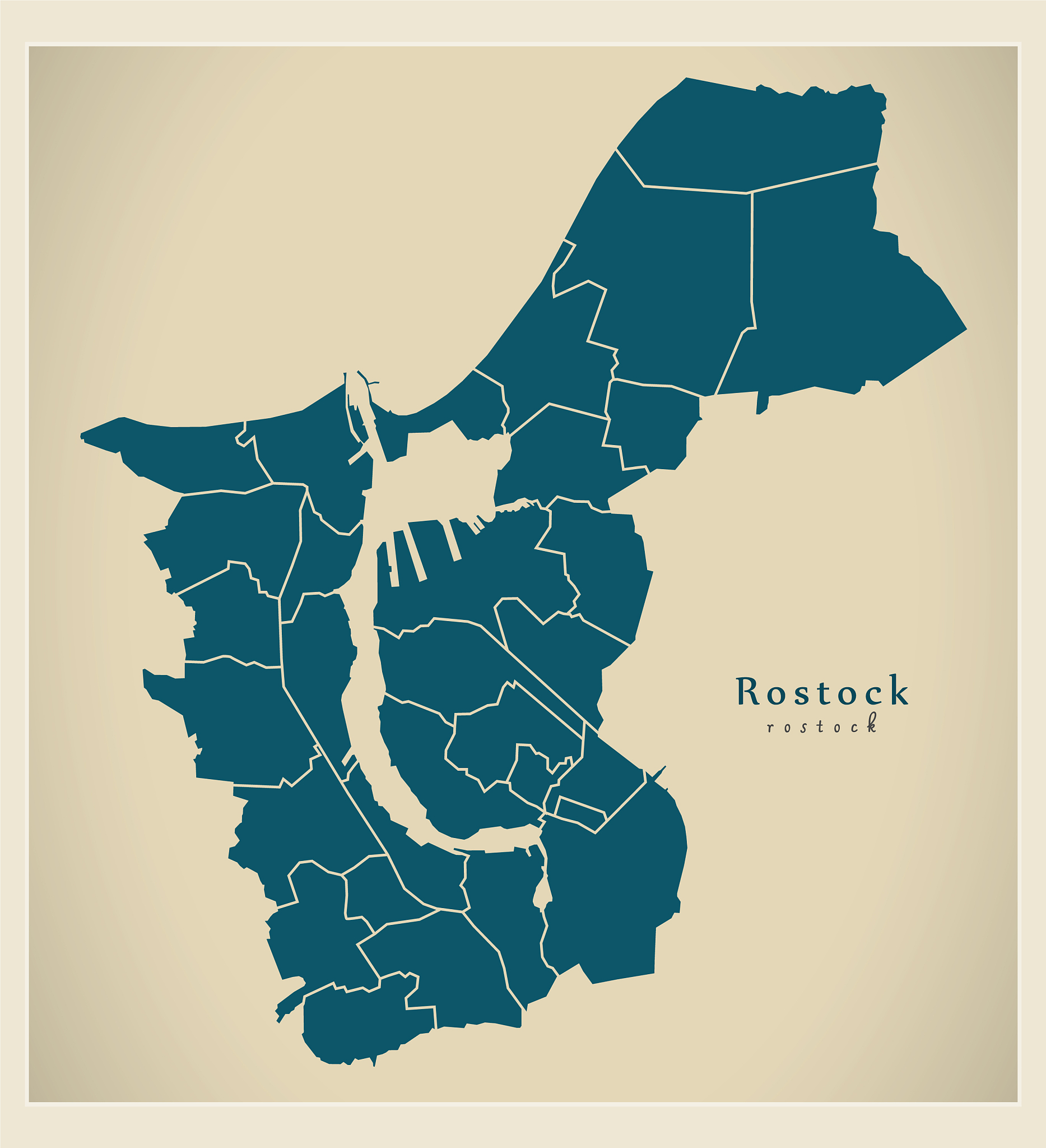 modern city map - rostock city of germany with