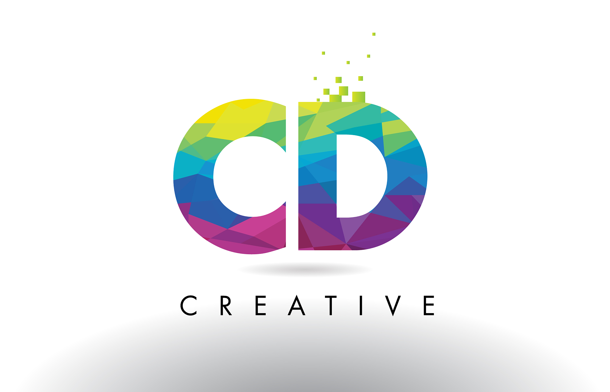 cd c d colorful letter origami triangles design