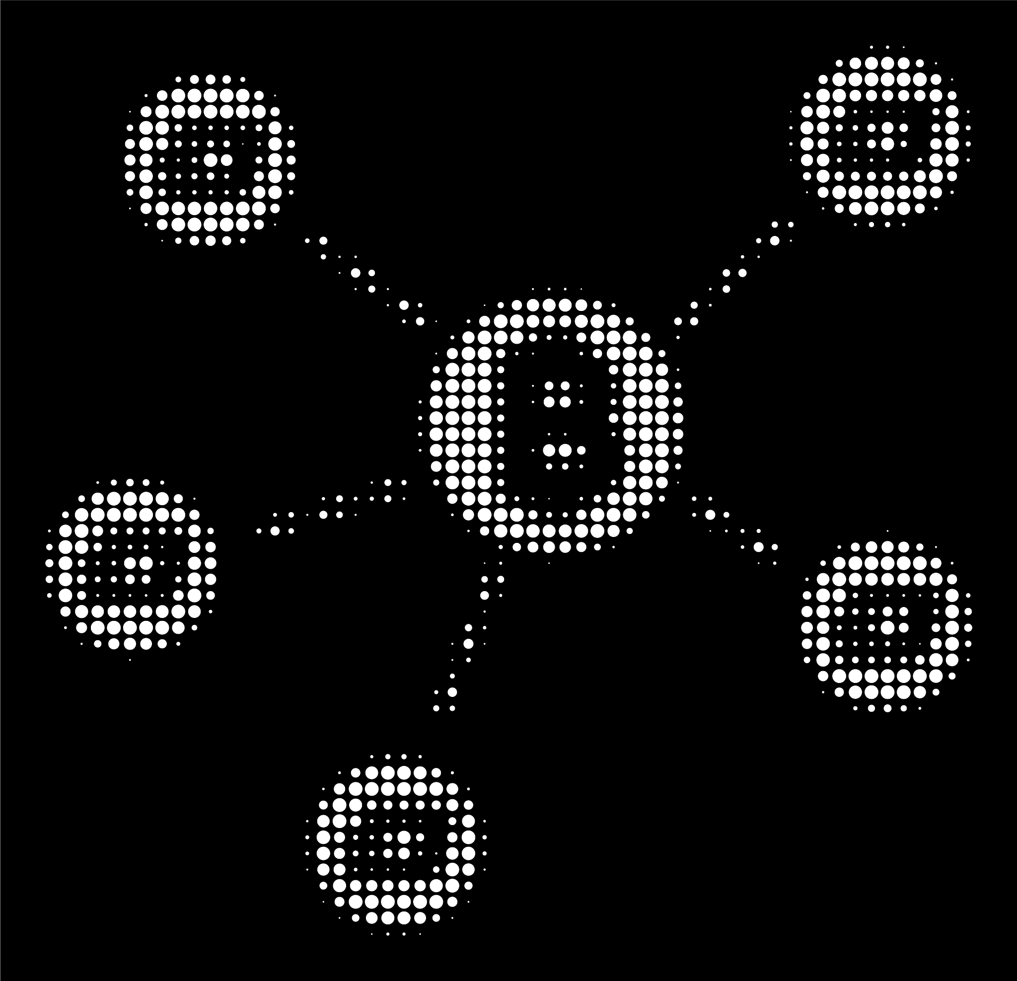 white halftone bitcoin dash network icon