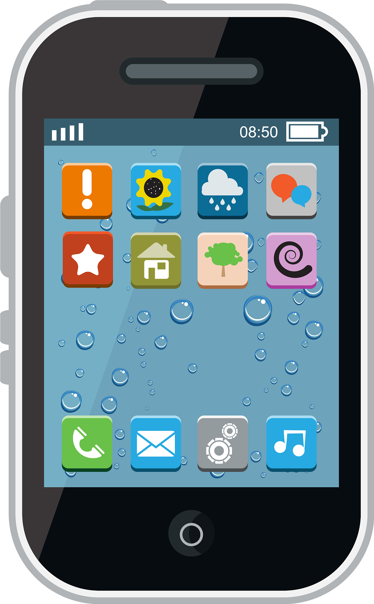 smartphone with icons on the screen