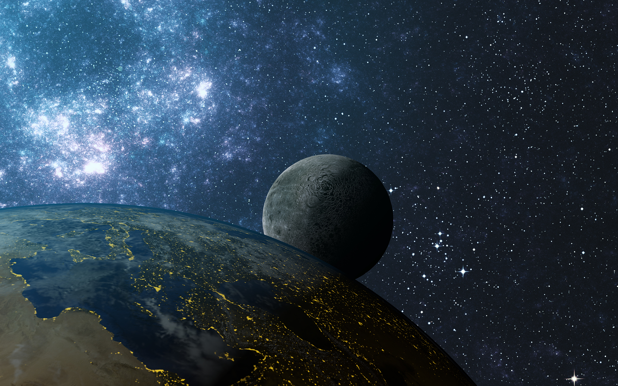 earth and moon
