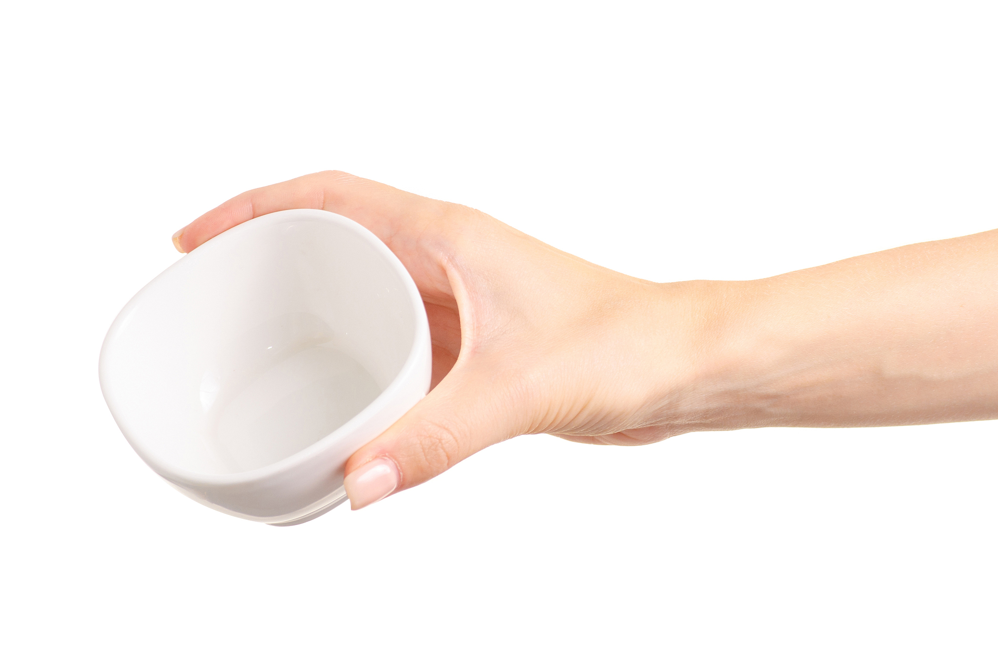 white bowl empty in hand