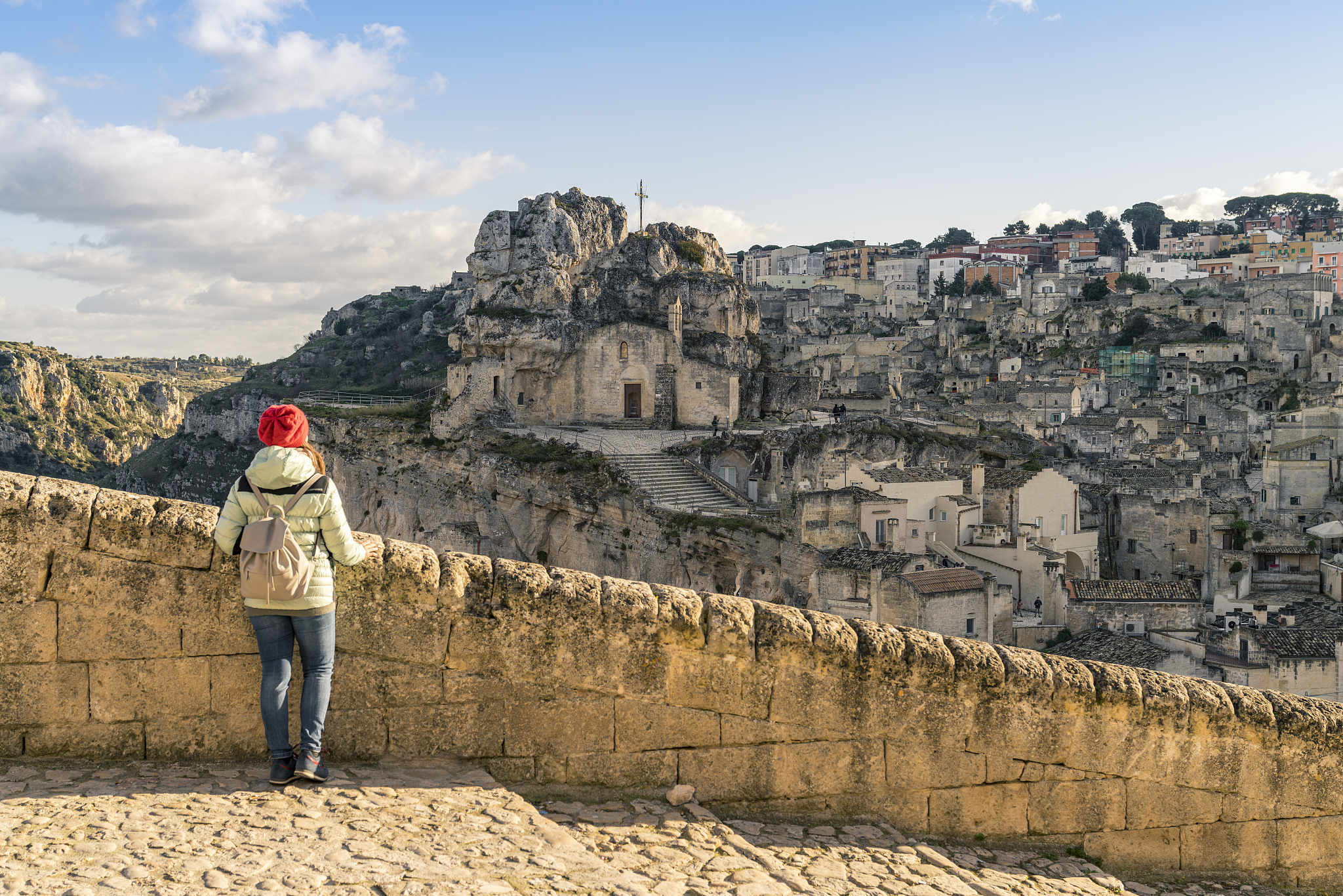 woman visiting matera.