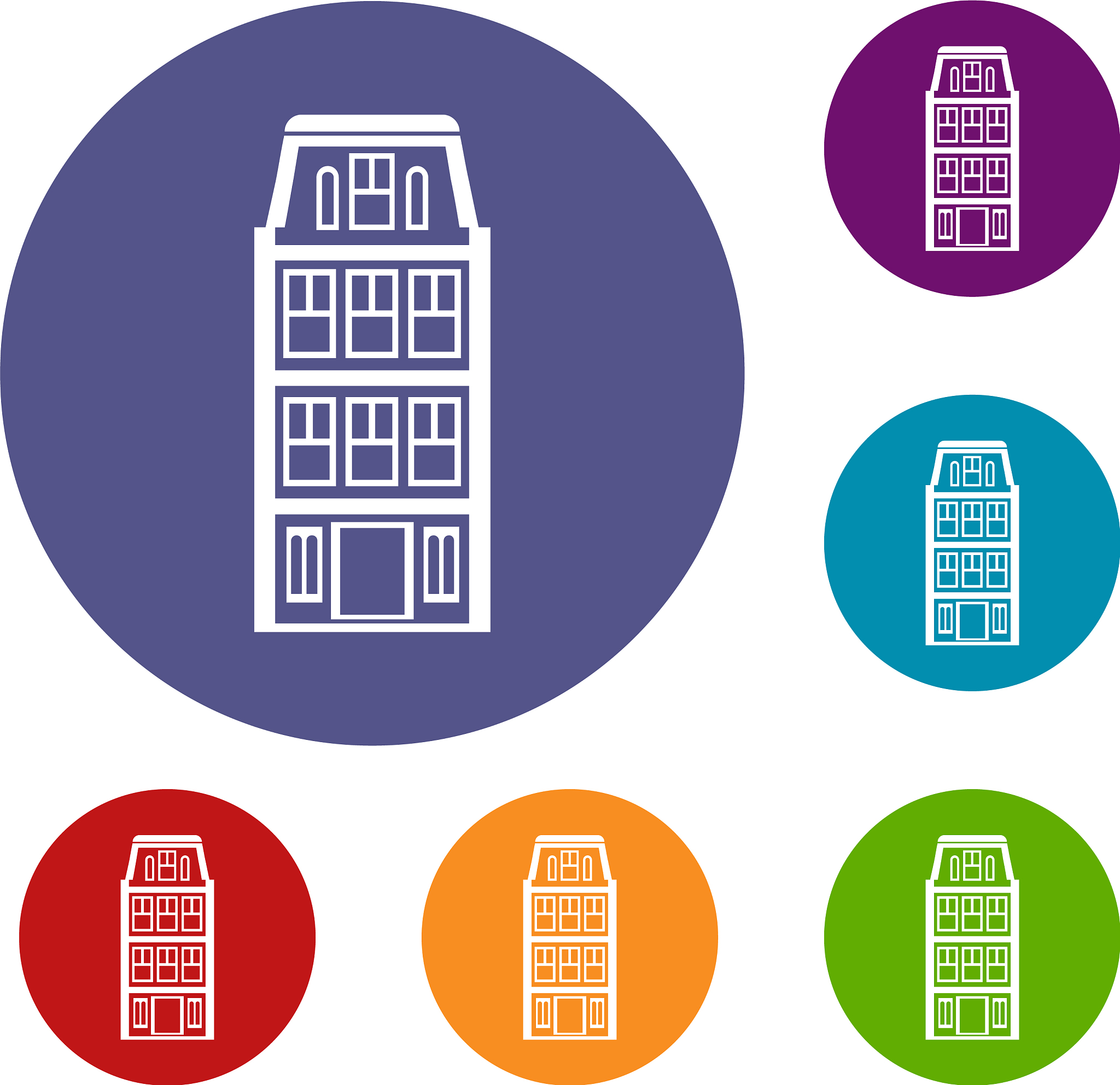 dutch houses icons set