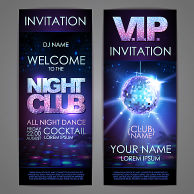 set of disco background banners night club poster