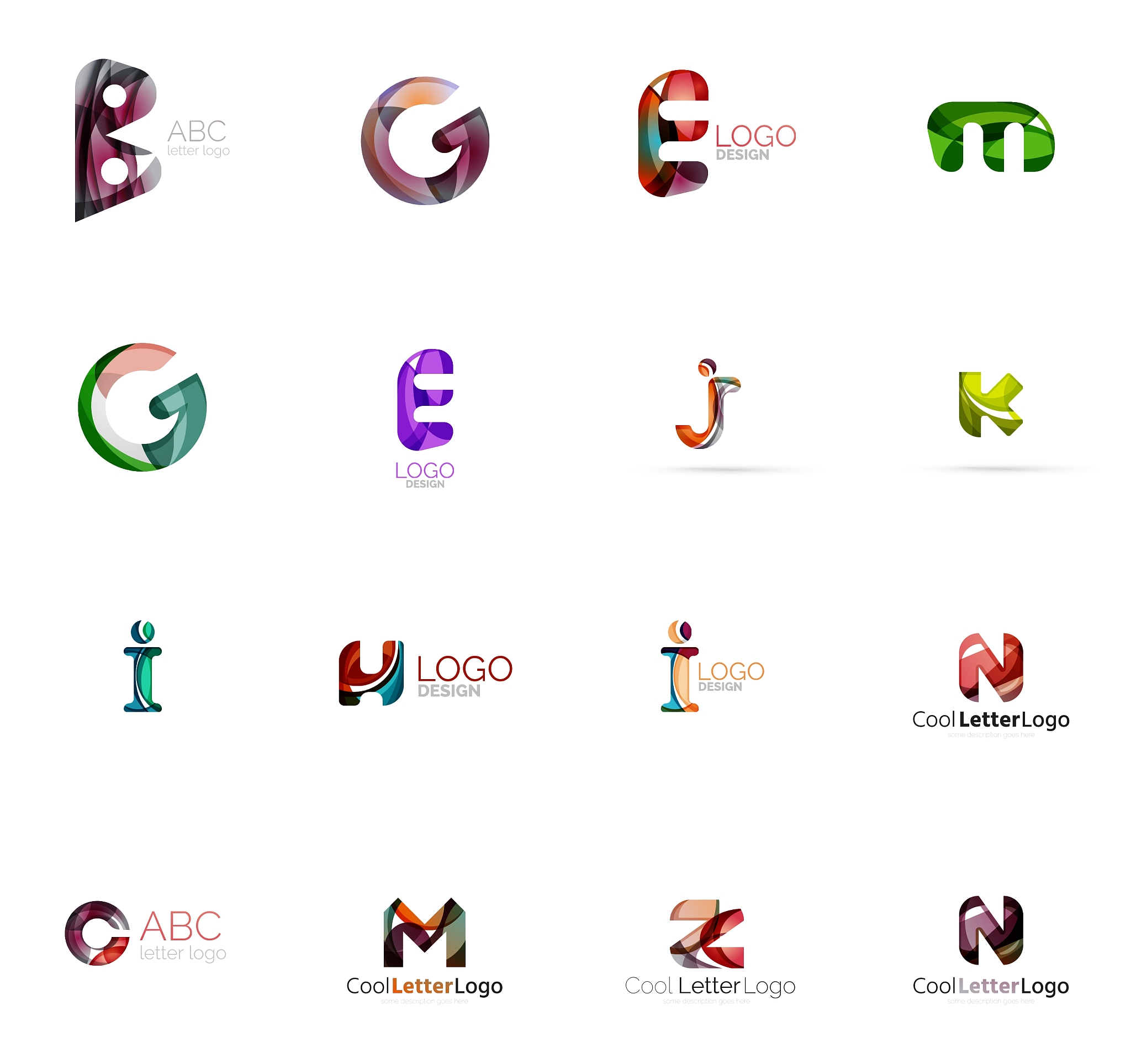 set of colorful abstract letter corporate logos