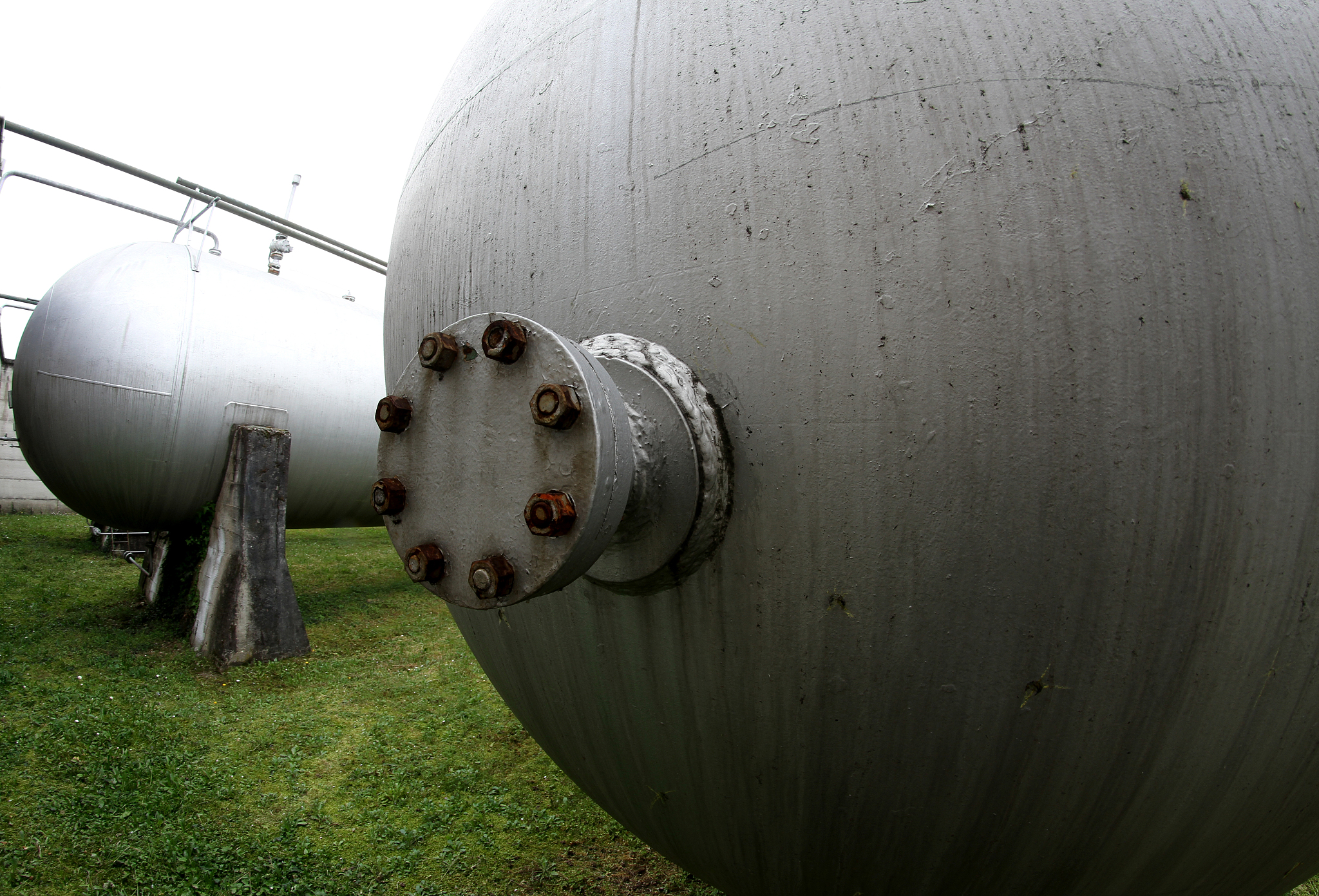 gigantic tanks in industrial plant outside of the factory