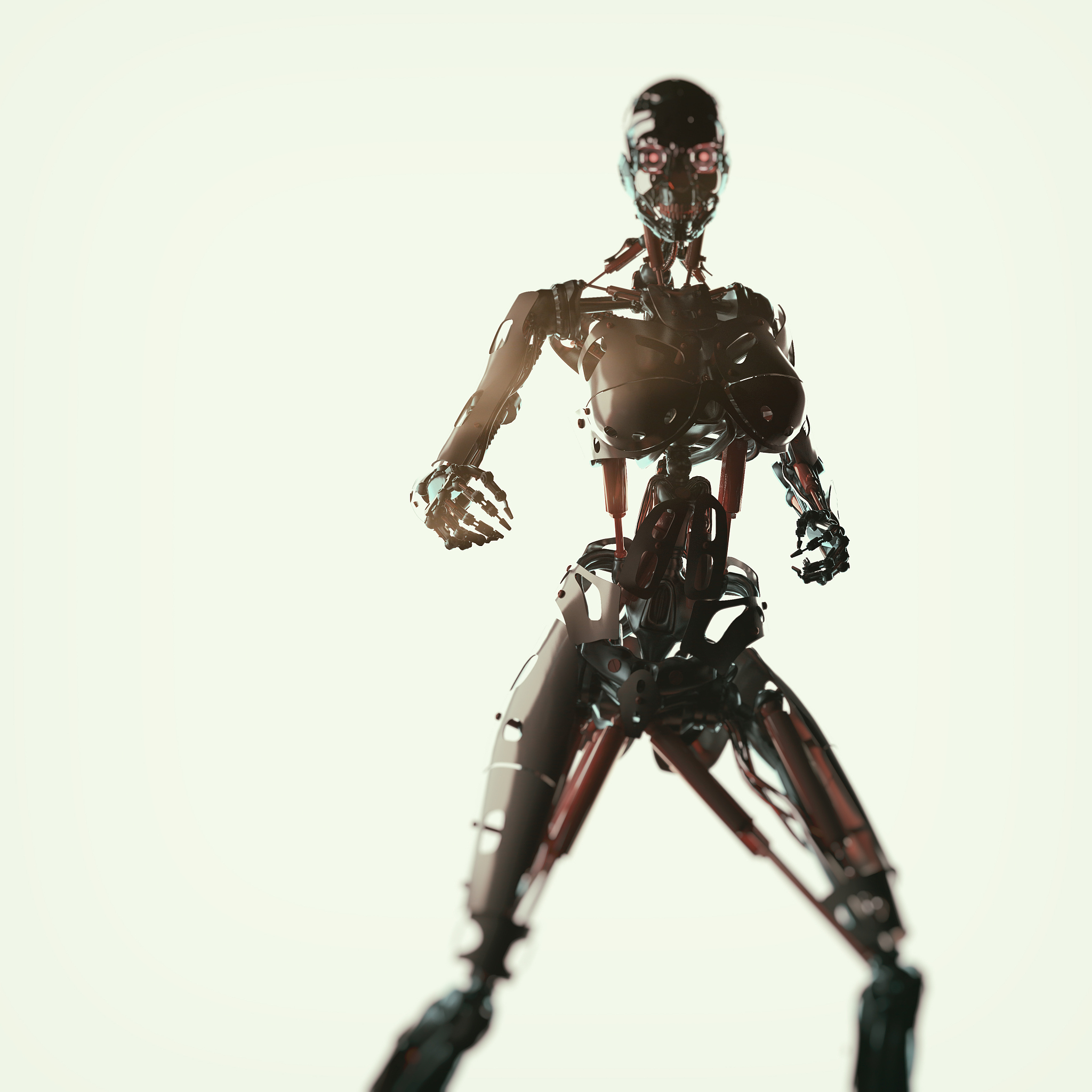 Cyberpunk Wanita dengan Katana Modern: Perlawanan Terakhir Melawan Robot