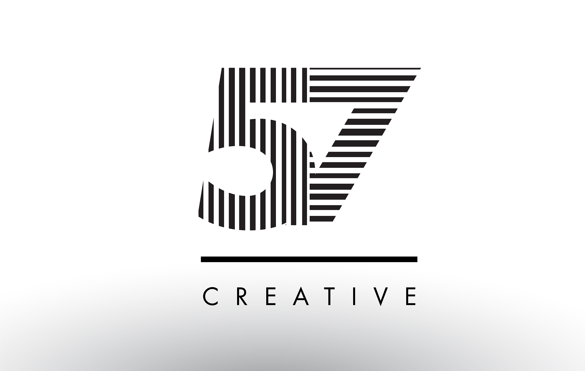 57 black and white lines number logo design
