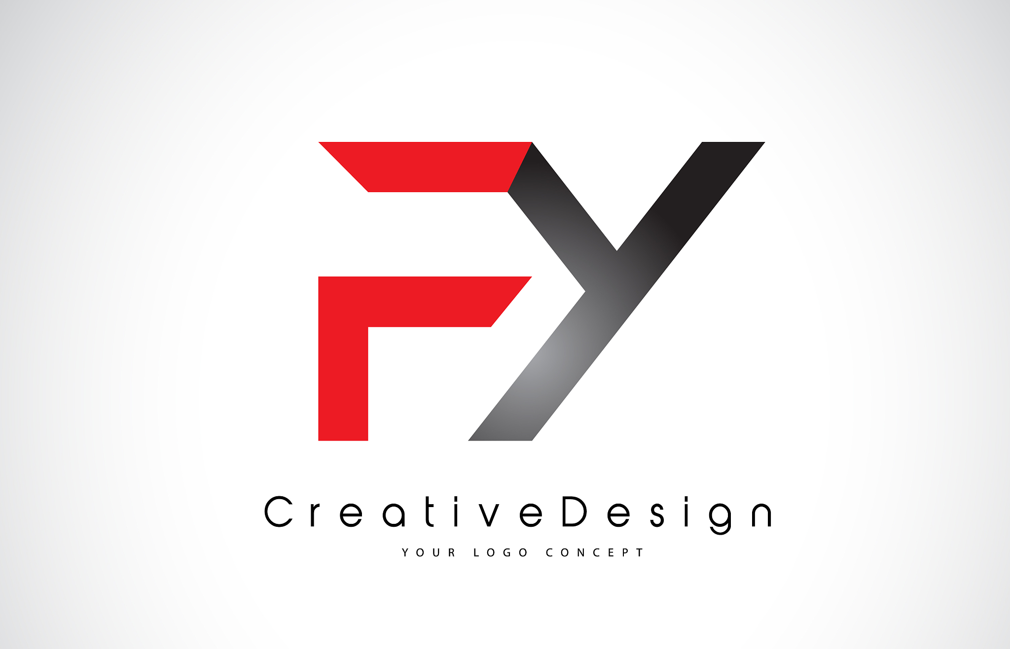red and black fy f y letter logo design creative