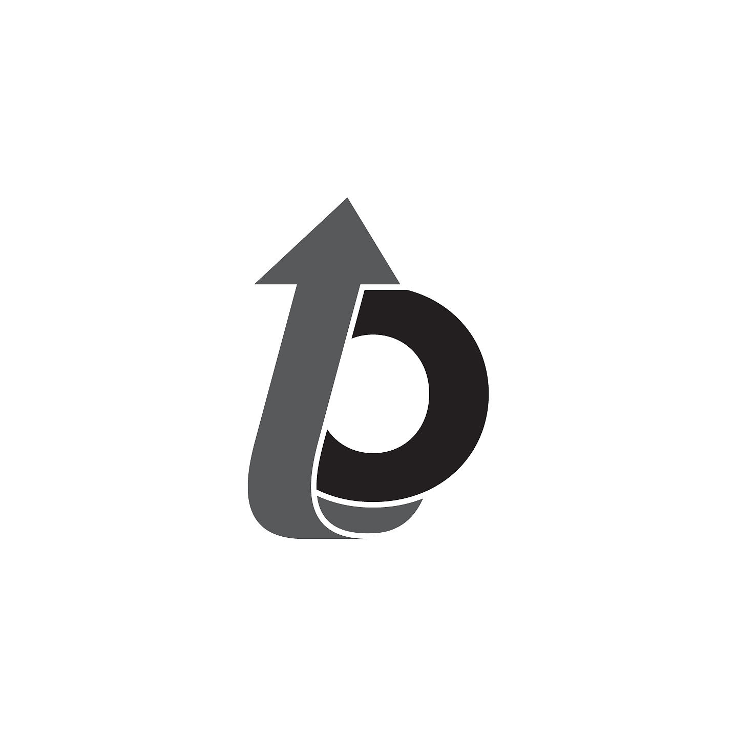 letter bo simple geometric arrow up 3d logo