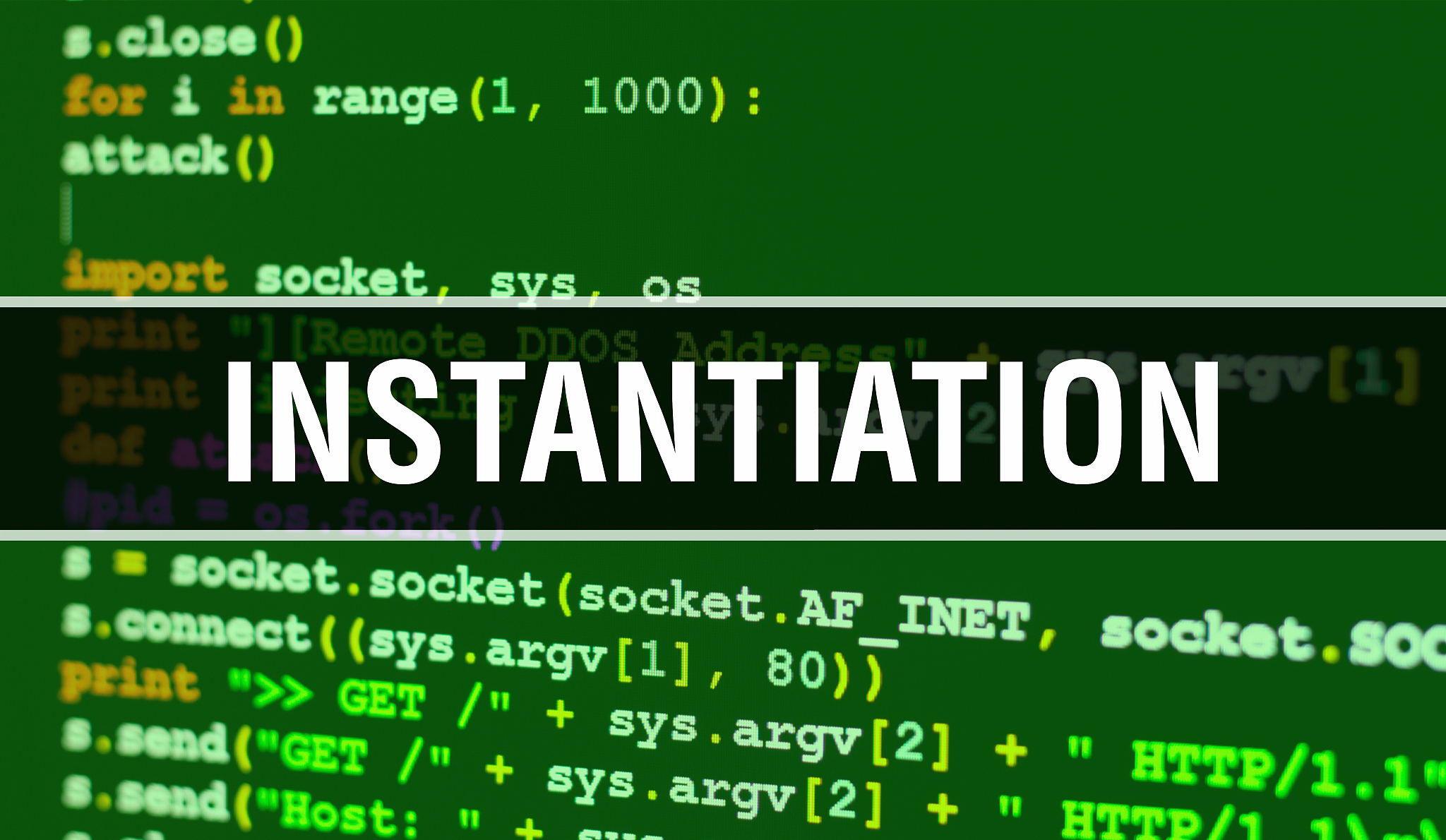 instantiation with digital java code text. instantiation and com