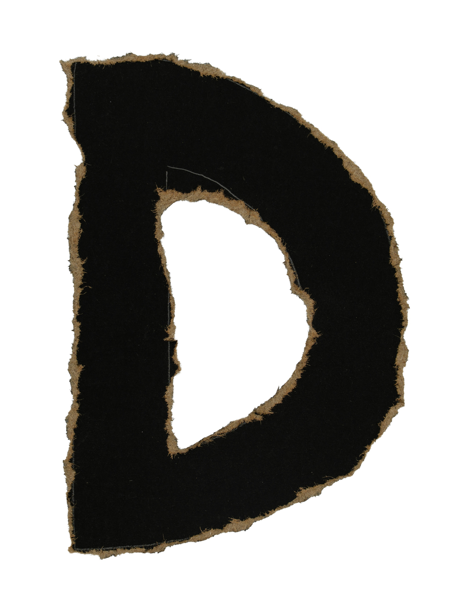 黑棕色复古撕裂纸字母d