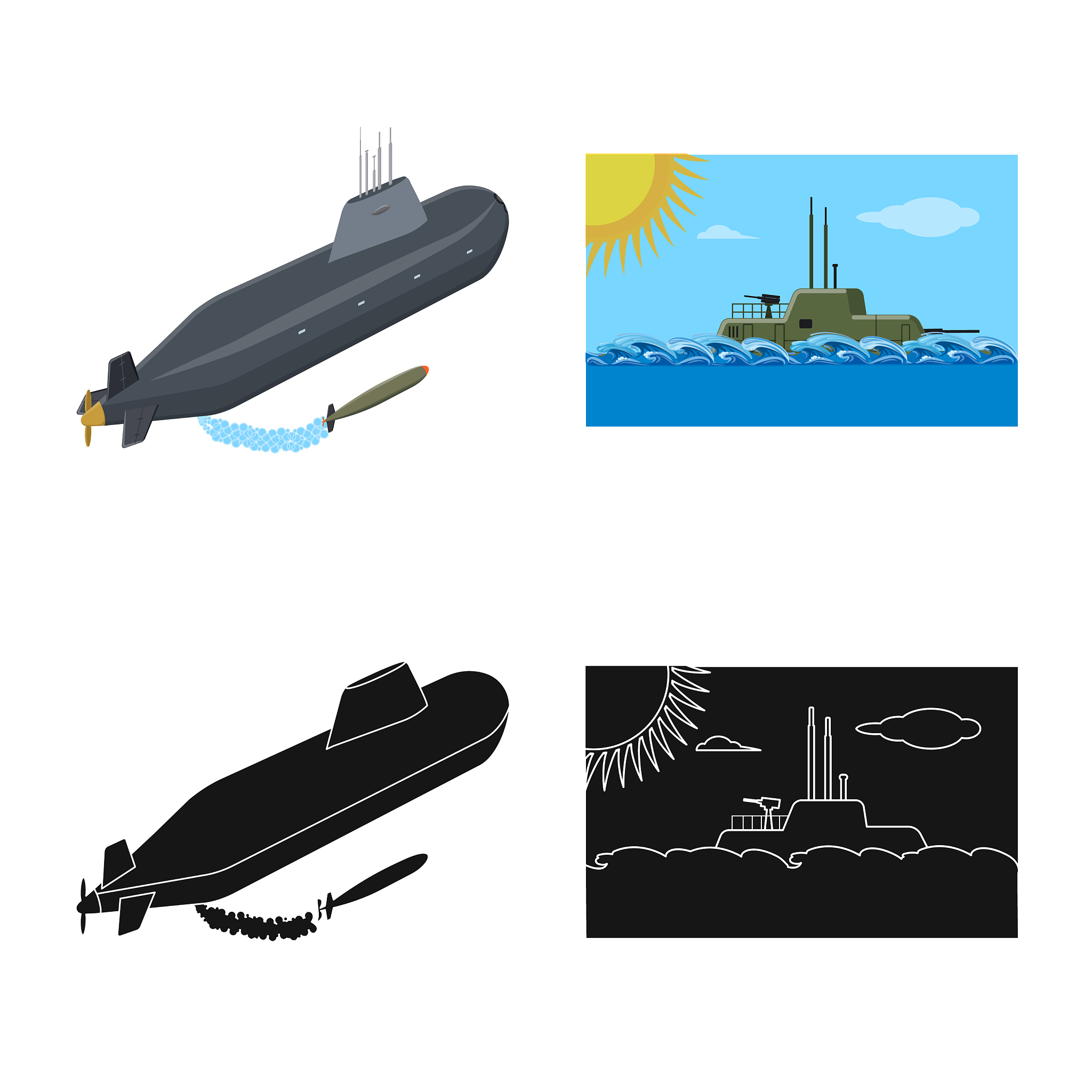 design war and ship logo set war and