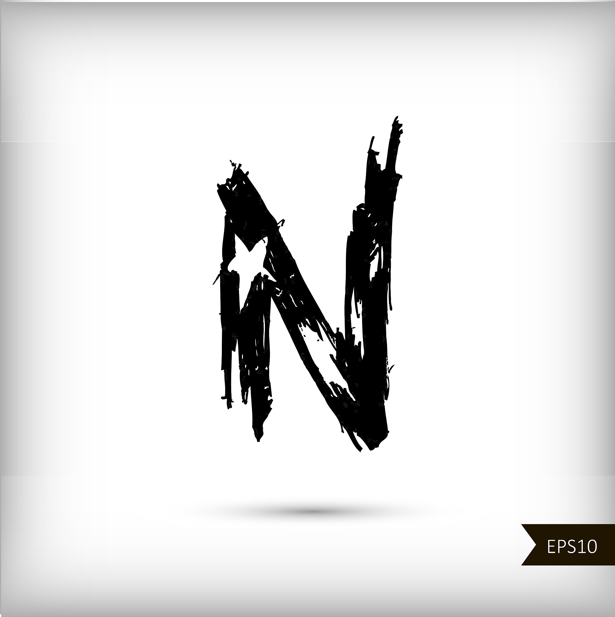 calligraphic watercolor letter n